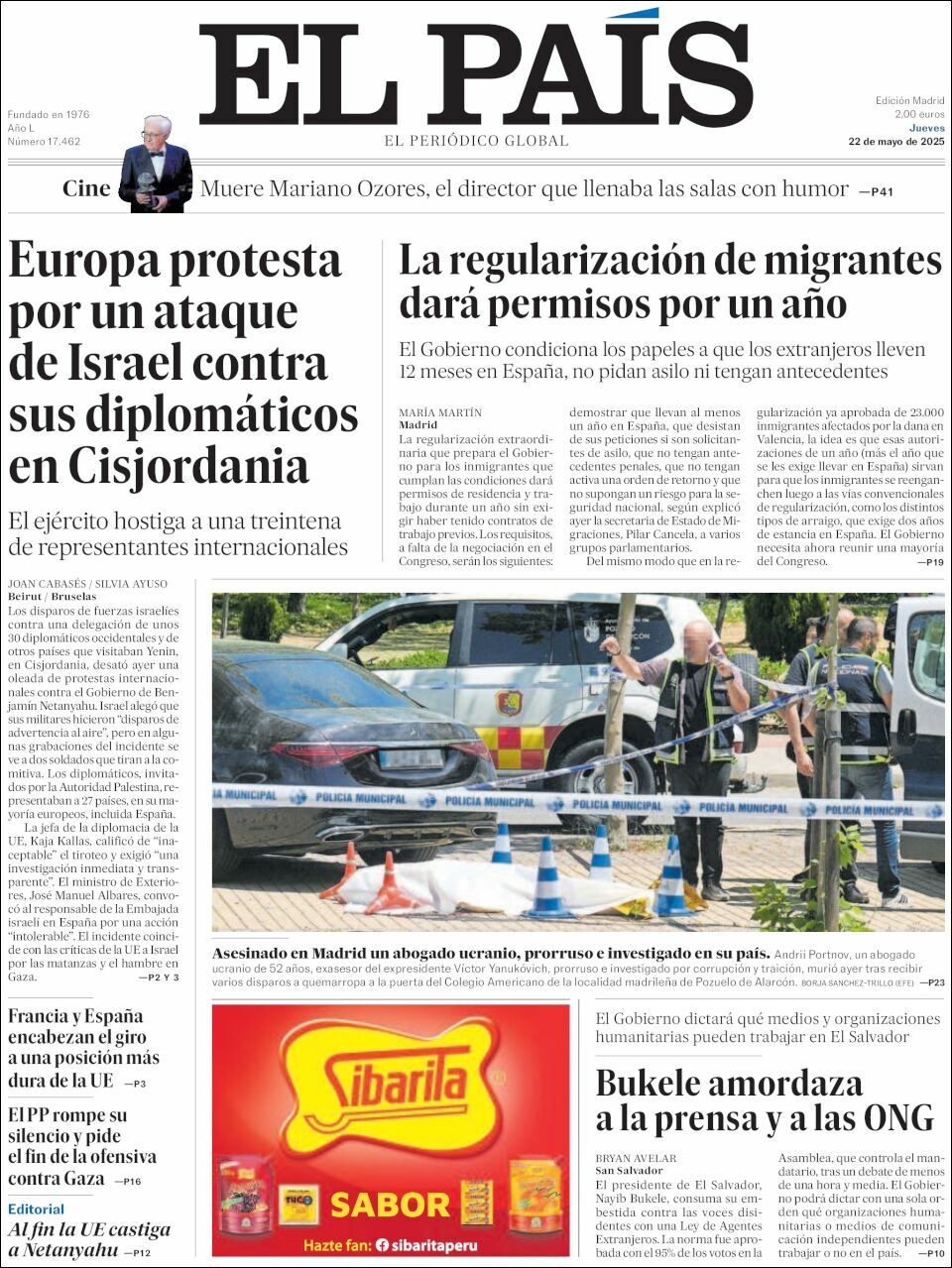 El País, edición del jueves 22 de mayo de 2025 El País, edición del jueves 22 de mayo de 2025
