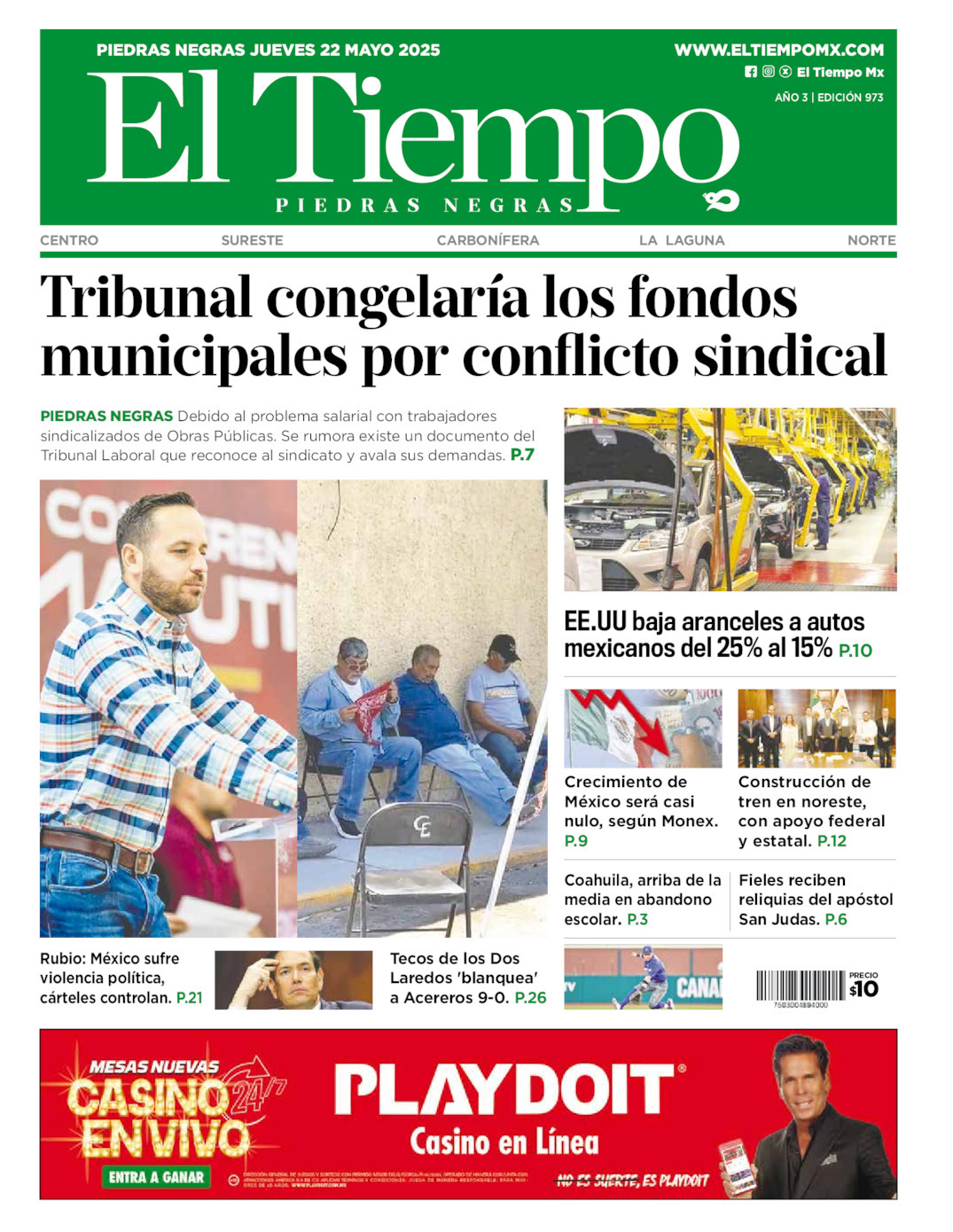 El Tiempo Piedras Negras, edición del jueves 22 de mayo de 2025 El Tiempo Piedras Negras, edición del jueves 22 de mayo de 2025