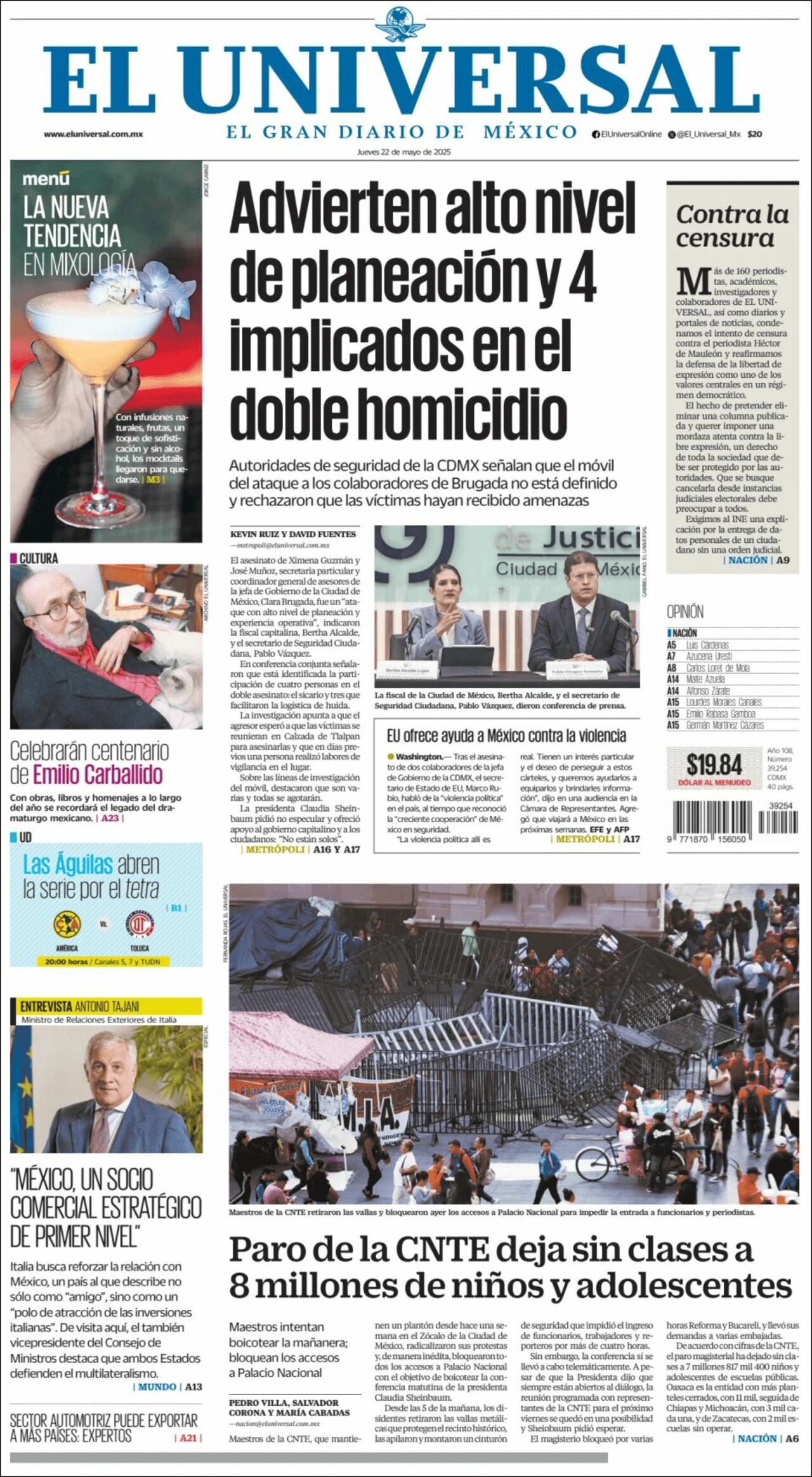 El Universal, edición del jueves 22 de mayo de 2025 El Universal, edición del jueves 22 de mayo de 2025