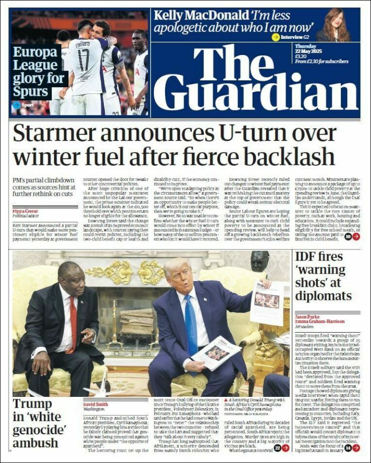 The Guardian, edición del jueves 22 de mayo de 2025 The Guardian, edición del jueves 22 de mayo de 2025