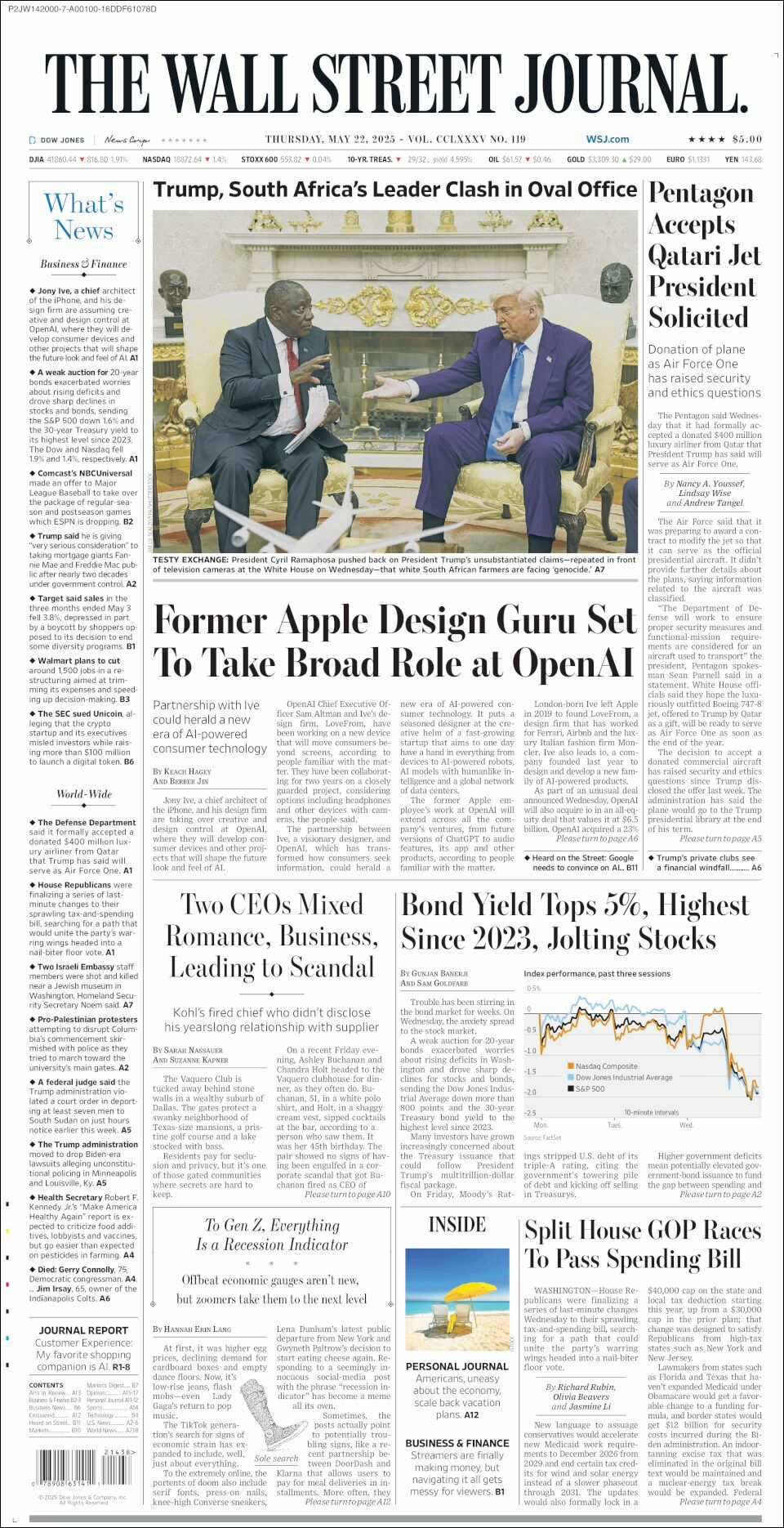 The Wall Street Journal, edición del jueves 22 de mayo de 2025 The Wall Street Journal, edición del jueves 22 de mayo de 2025