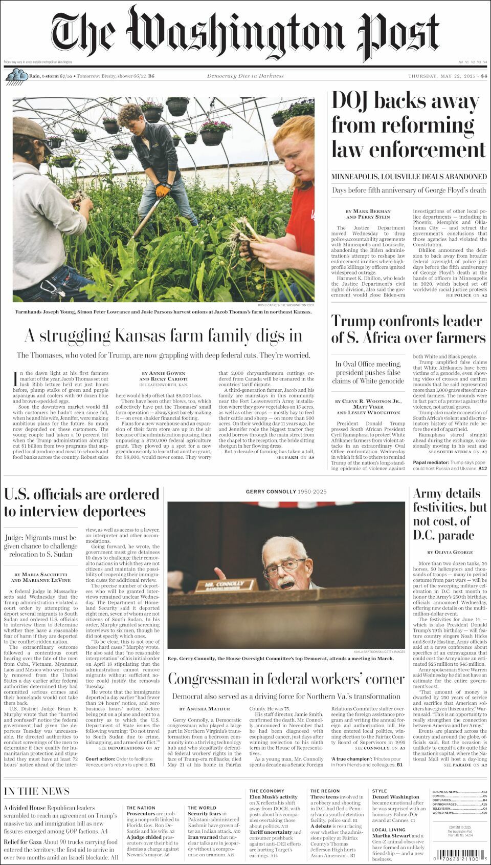 The Washington Post, edición del jueves 22 de mayo de 2025 The Washington Post, edición del jueves 22 de mayo de 2025