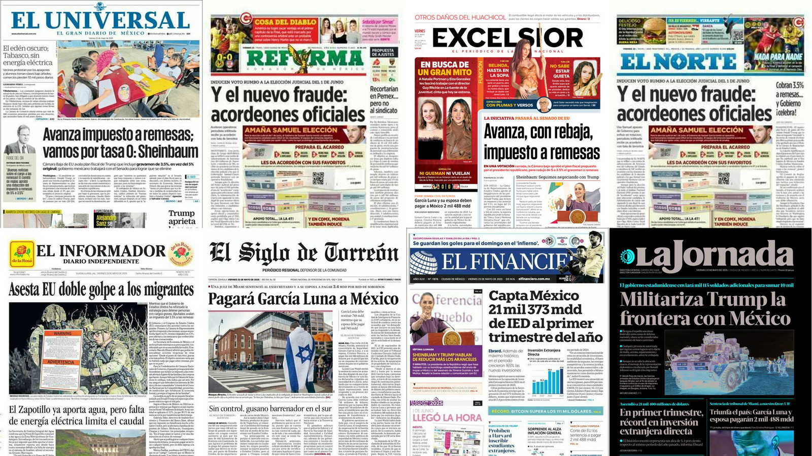 Portadas de periódicos impresos más importantes de México hoy