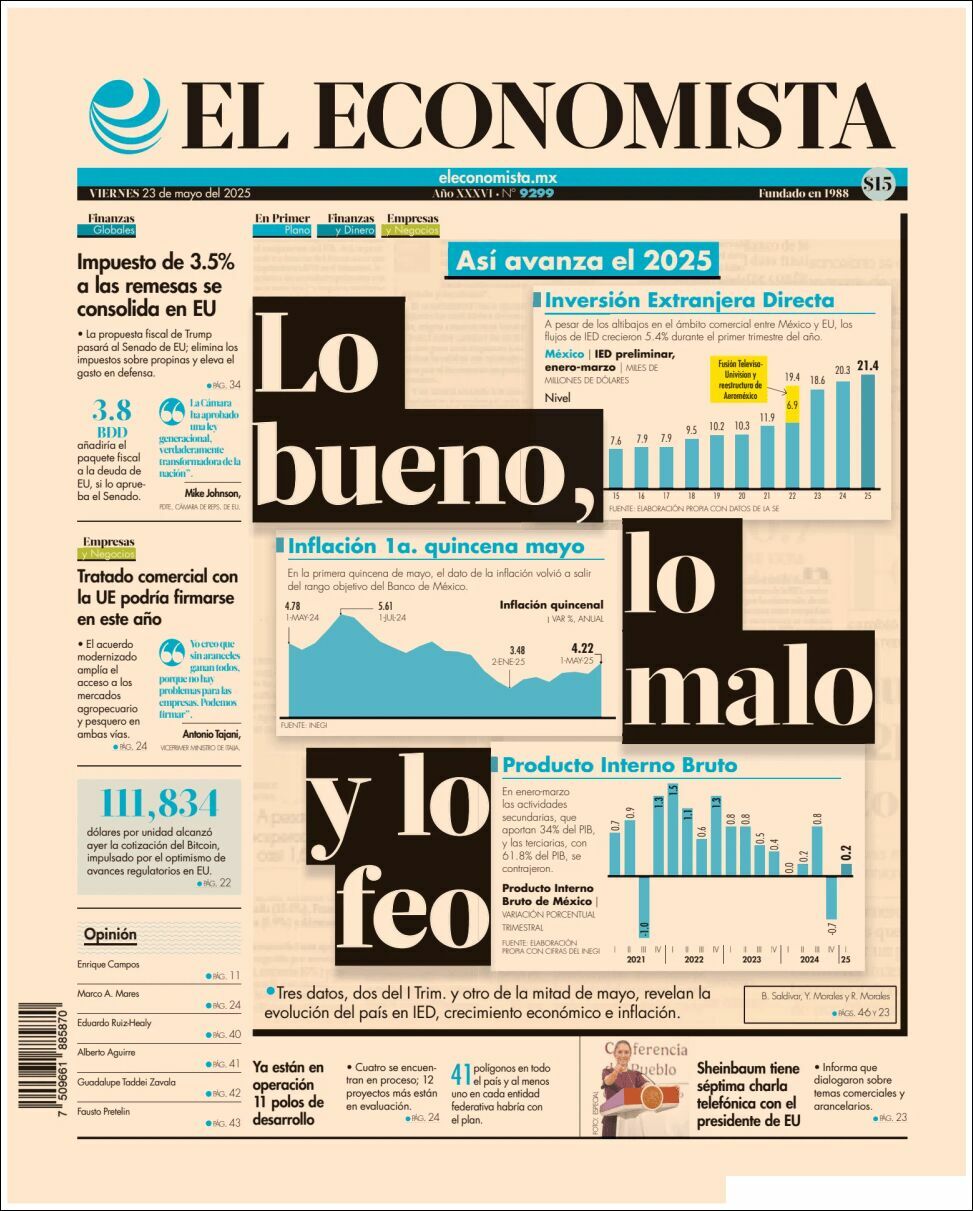 El Economista, edición del viernes 23 de mayo de 2025 El Economista, edición del viernes 23 de mayo de 2025