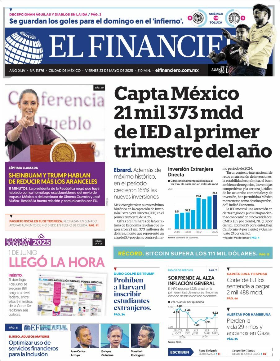 El Financiero, edición del viernes 23 de mayo de 2025 El Financiero, edición del viernes 23 de mayo de 2025
