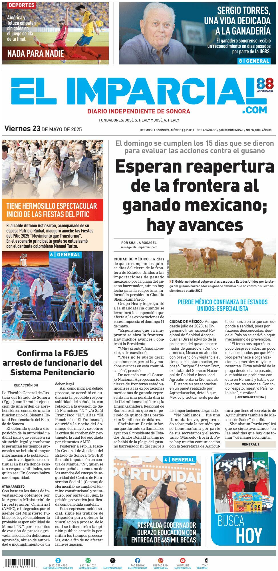 El Imparcial, edición del viernes 23 de mayo de 2025 El Imparcial, edición del viernes 23 de mayo de 2025