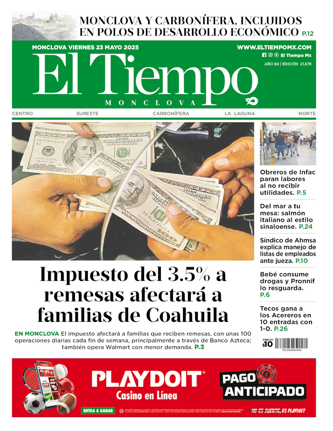 El Tiempo Monclova, edición del viernes 23 de mayo de 2025 El Tiempo Monclova, edición del viernes 23 de mayo de 2025