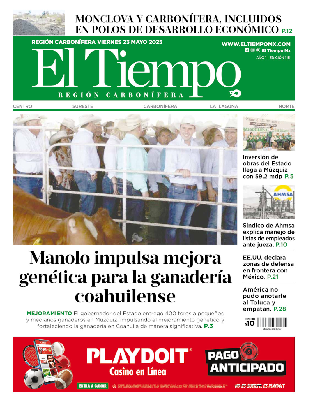 El Tiempo Región Carbonífera, edición del viernes 23 de mayo de 2025 El Tiempo Región Carbonífera, edición del viernes 23 de mayo de 2025