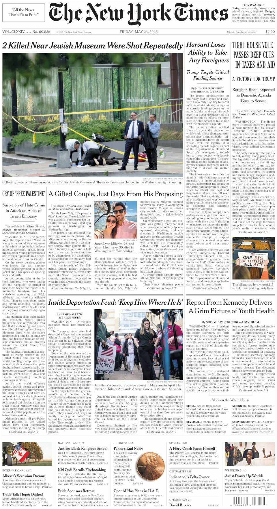 The New York Times, edición del viernes 23 de mayo de 2025 The New York Times, edición del viernes 23 de mayo de 2025
