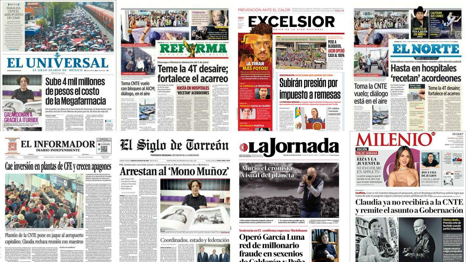 Portadas de periódicos impresos más importantes de México hoy