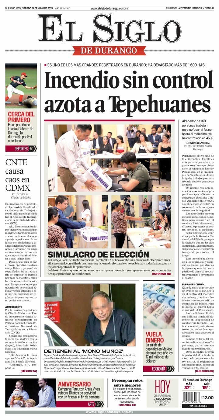 El Siglo de Durango, edición del sábado 24 de mayo de 2025 El Siglo de Durango, edición del sábado 24 de mayo de 2025