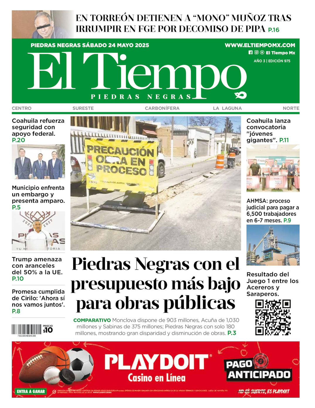 El Tiempo Piedras Negras, edición del sábado 24 de mayo de 2025 El Tiempo Piedras Negras, edición del sábado 24 de mayo de 2025