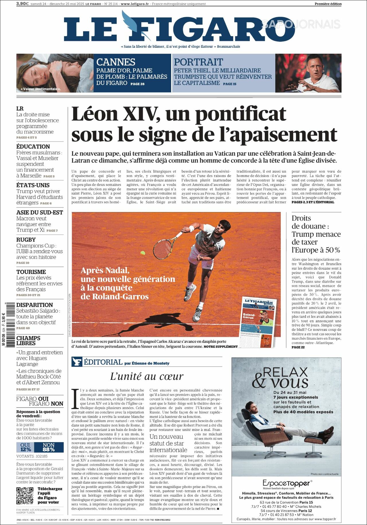Le Figaro, edición del sábado 24 de mayo de 2025 Le Figaro, edición del sábado 24 de mayo de 2025