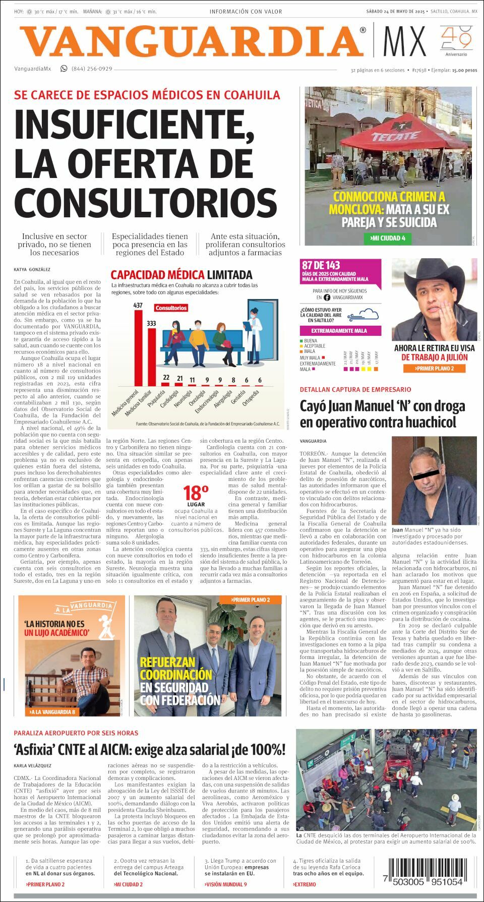 Vanguardia, edición del sábado 24 de mayo de 2025 Vanguardia, edición del sábado 24 de mayo de 2025