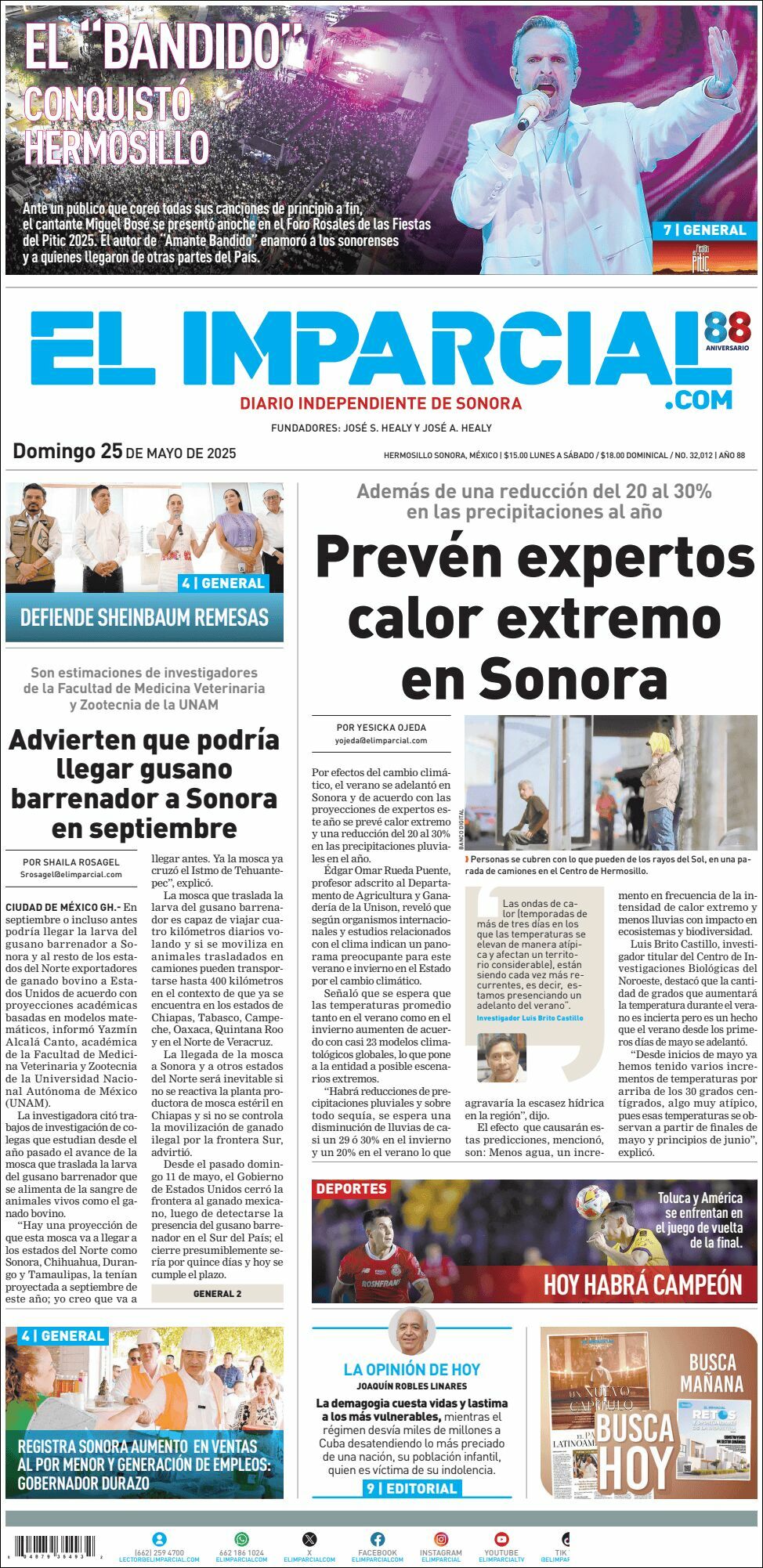 El Imparcial, edición del domingo 25 de mayo de 2025 El Imparcial, edición del domingo 25 de mayo de 2025