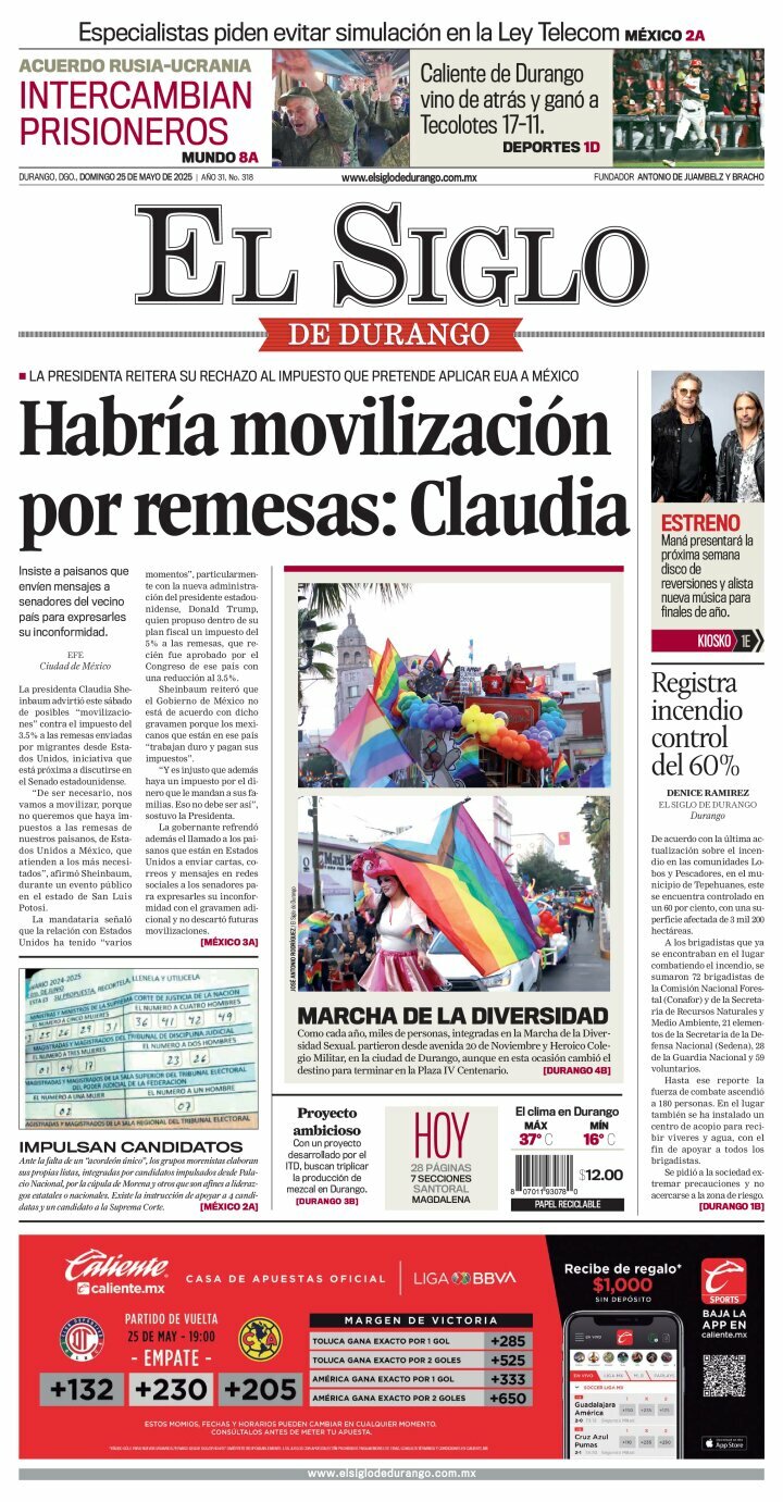 El Siglo de Durango, edición del domingo 25 de mayo de 2025 El Siglo de Durango, edición del domingo 25 de mayo de 2025