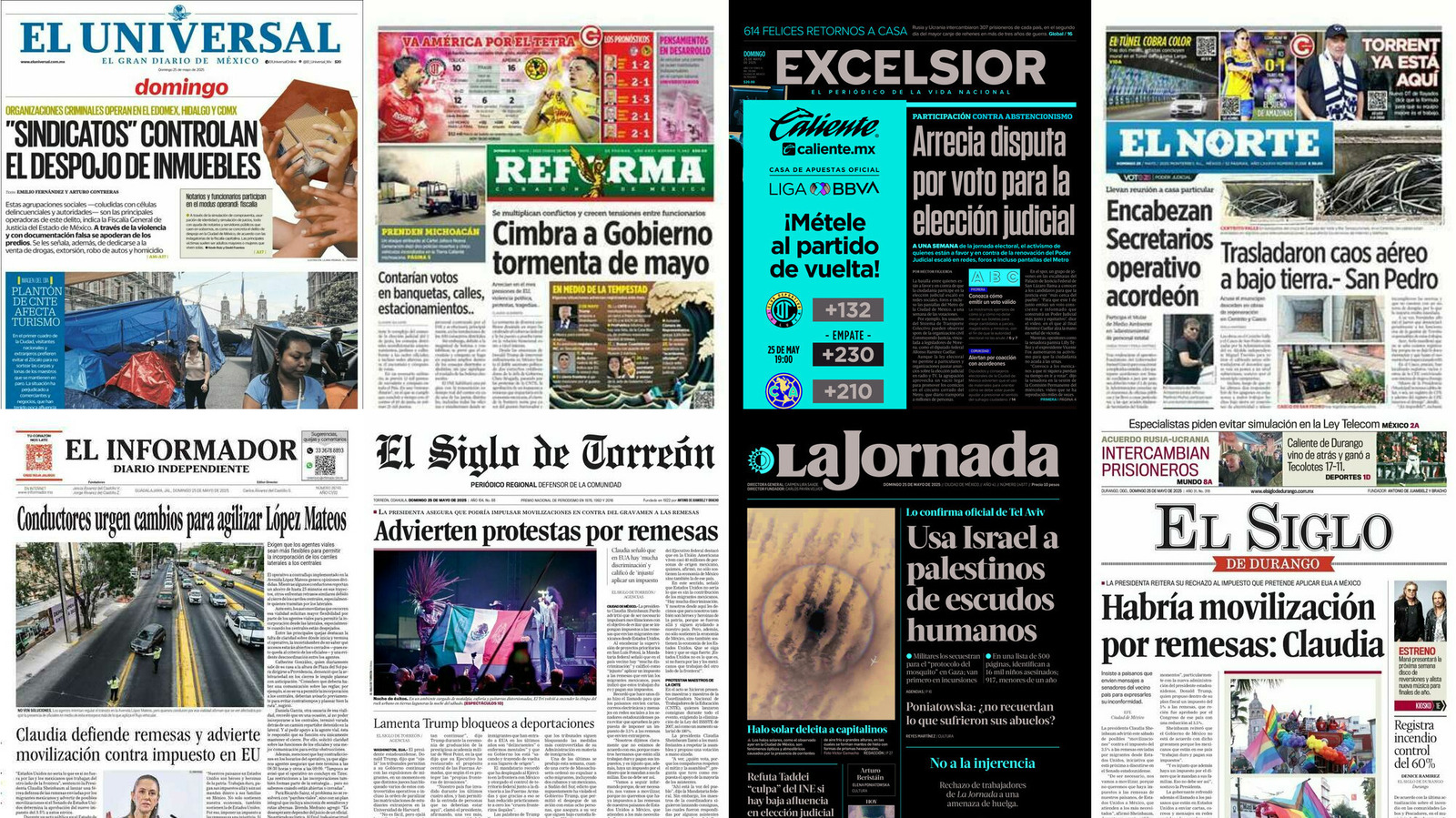 Portadas de periódicos impresos más importantes de México hoy