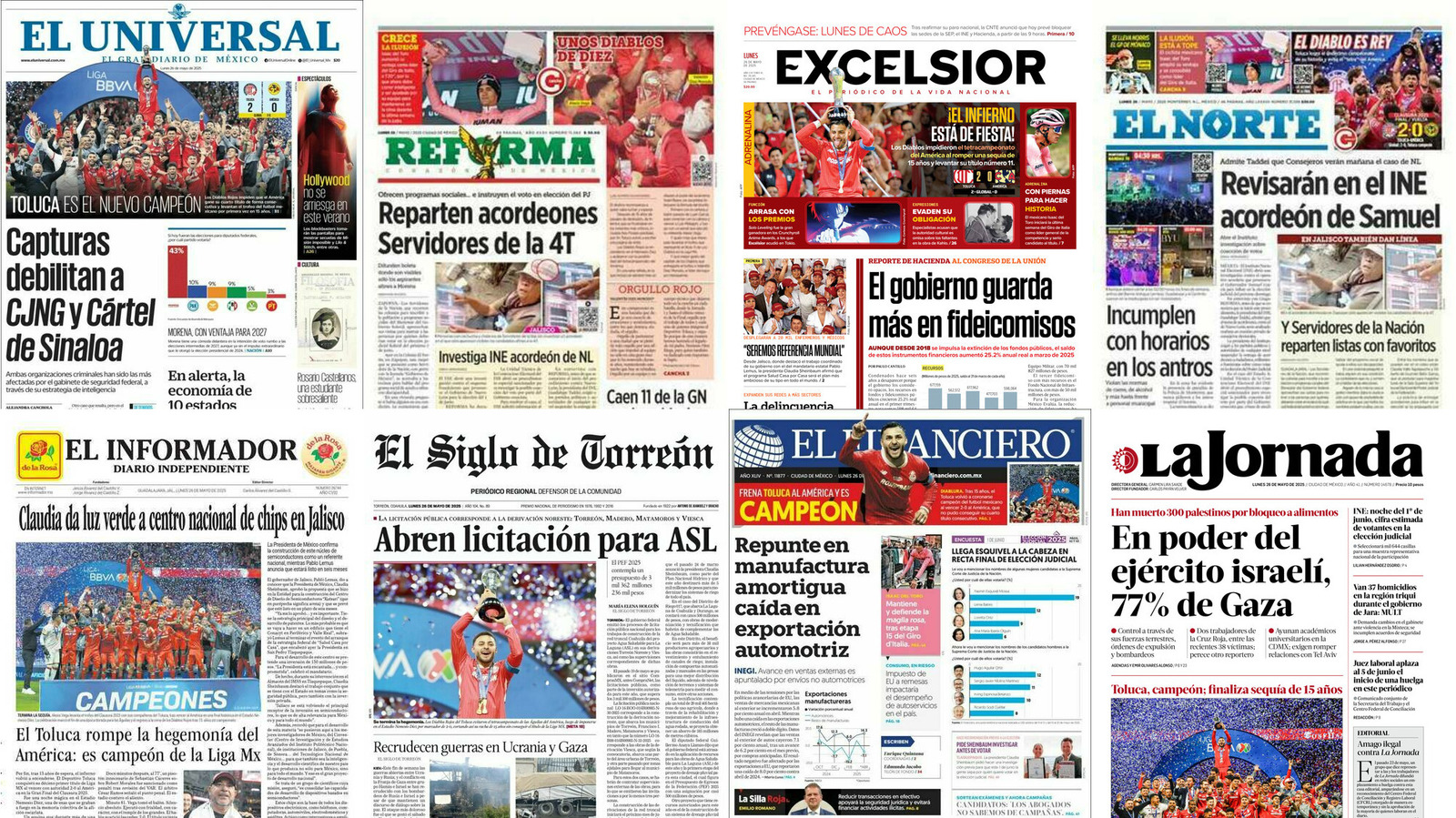 Portadas de periódicos impresos más importantes de México hoy