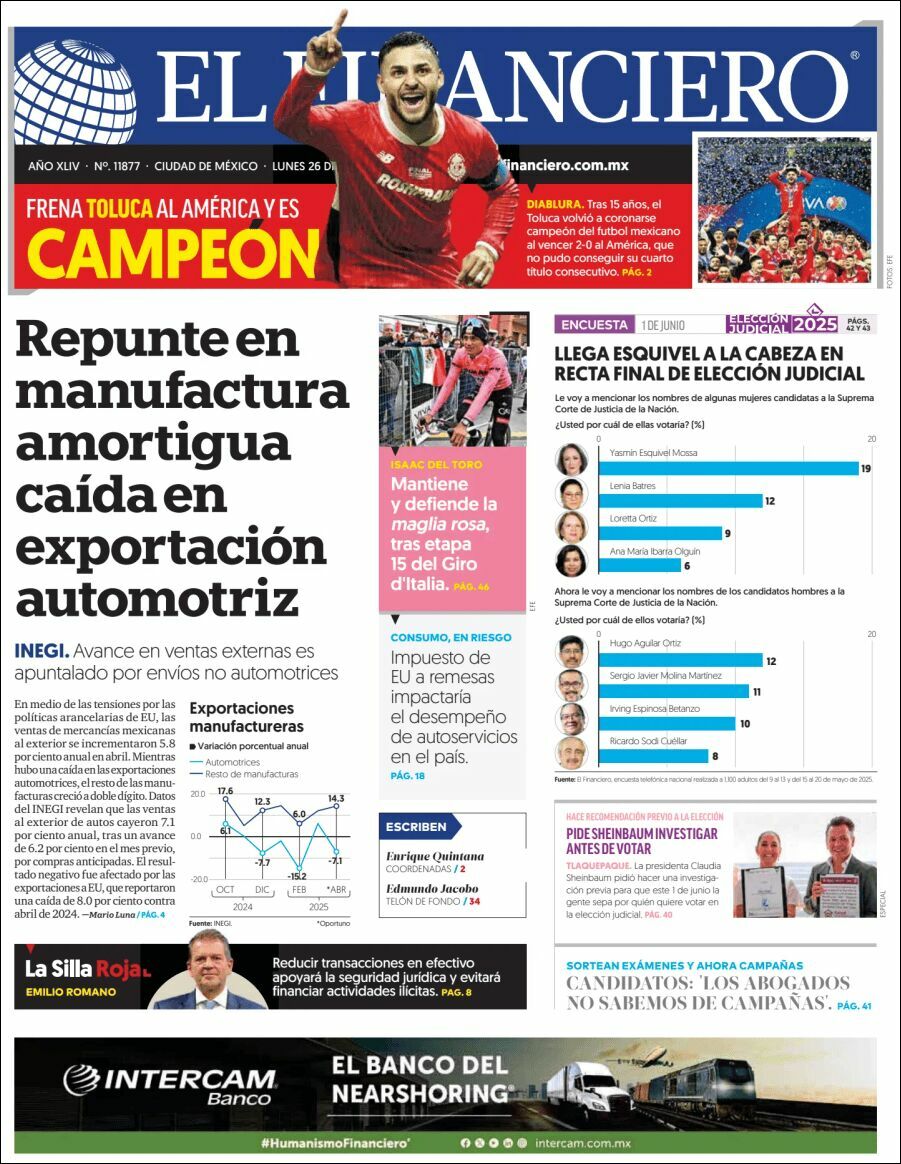 El Financiero, edición del lunes 26 de mayo de 2025 El Financiero, edición del lunes 26 de mayo de 2025