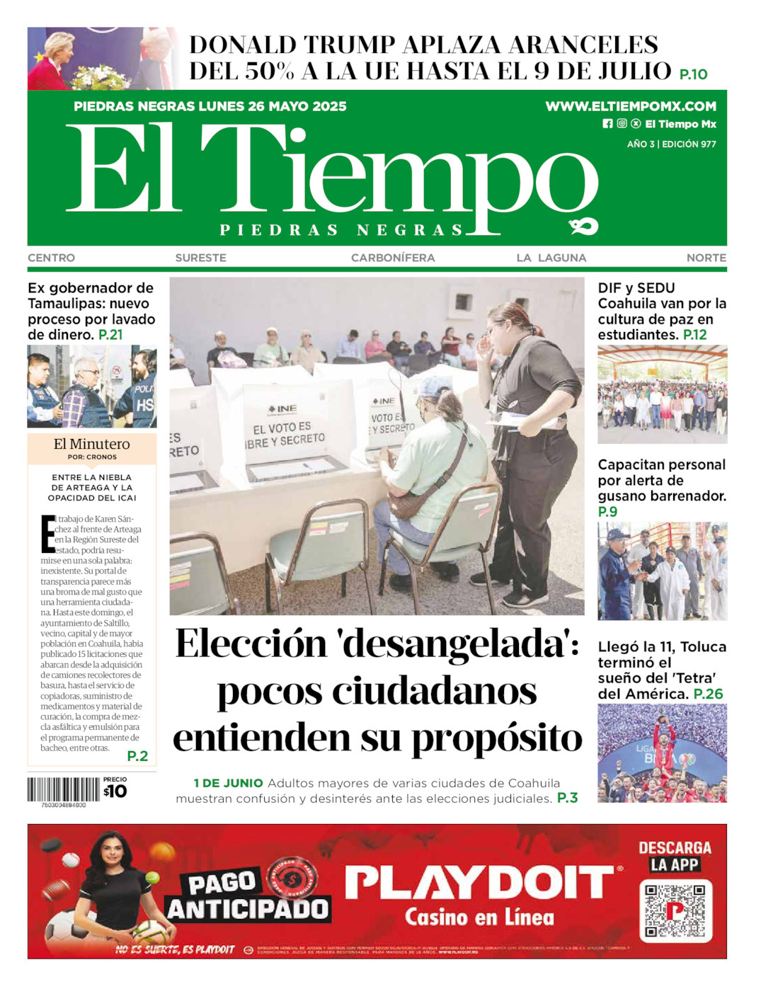 El Tiempo Piedras Negras, edición del lunes 26 de mayo de 2025 El Tiempo Piedras Negras, edición del lunes 26 de mayo de 2025