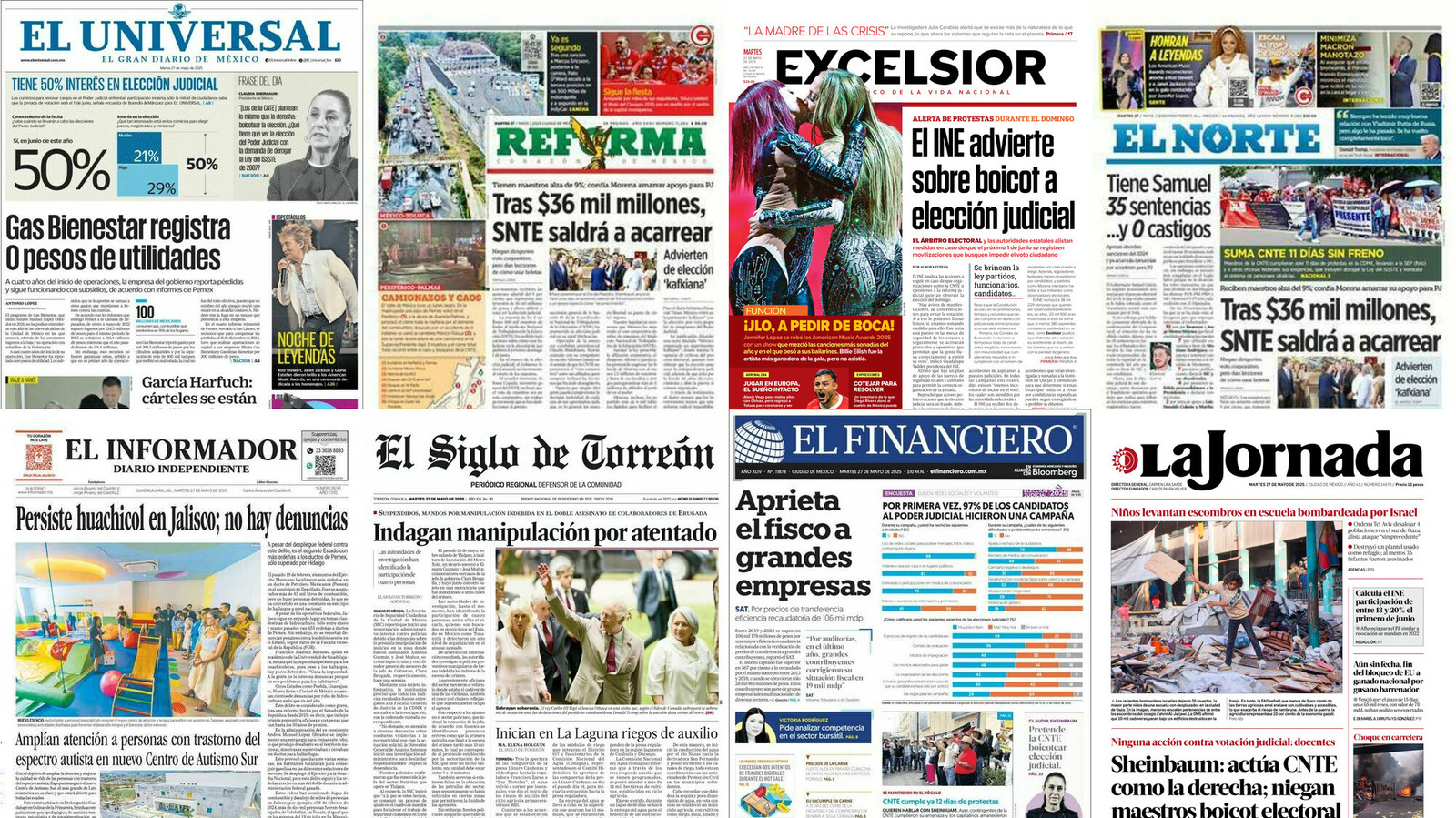 Portadas de periódicos impresos más importantes de México hoy