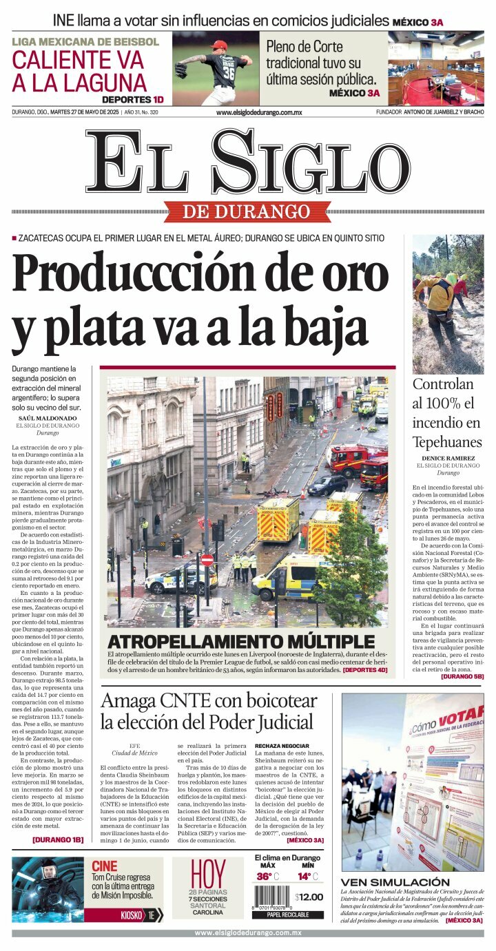 El Siglo de Durango, edición del martes 27 de mayo de 2025 El Siglo de Durango, edición del martes 27 de mayo de 2025