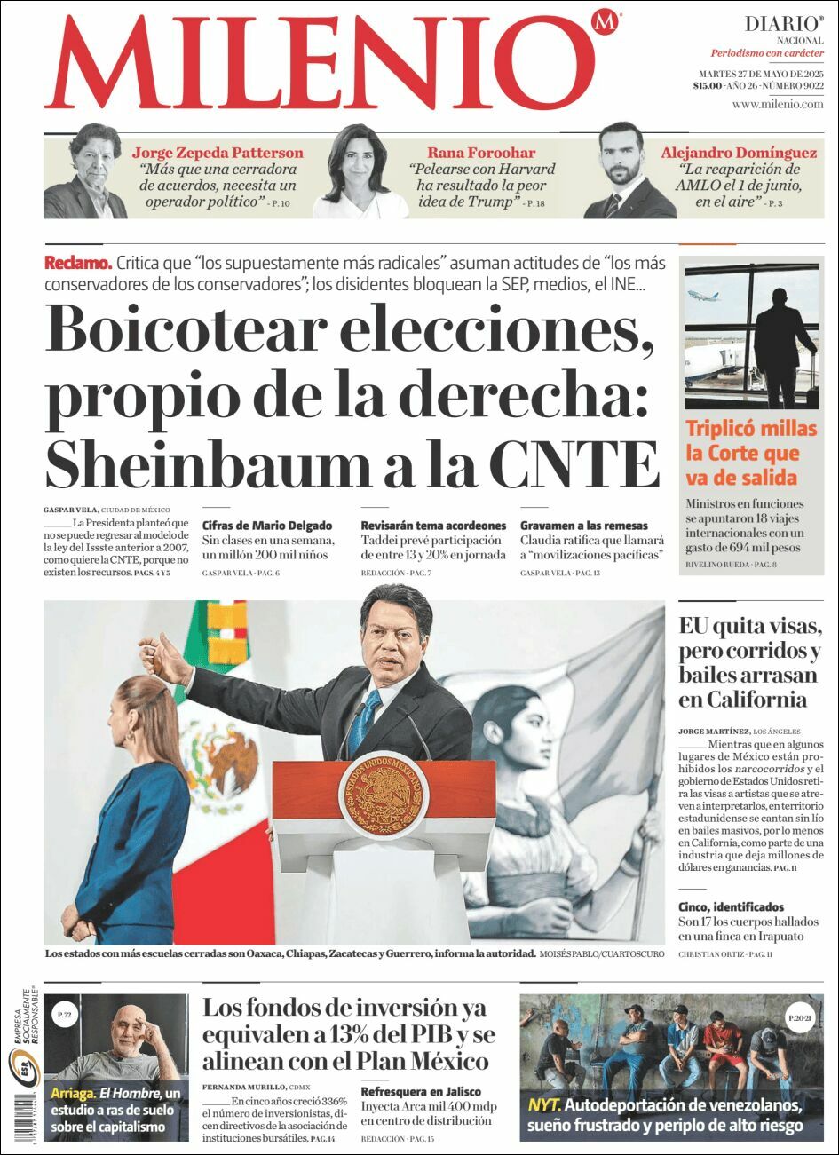 Milenio, edición del martes 27 de mayo de 2025 Milenio, edición del martes 27 de mayo de 2025