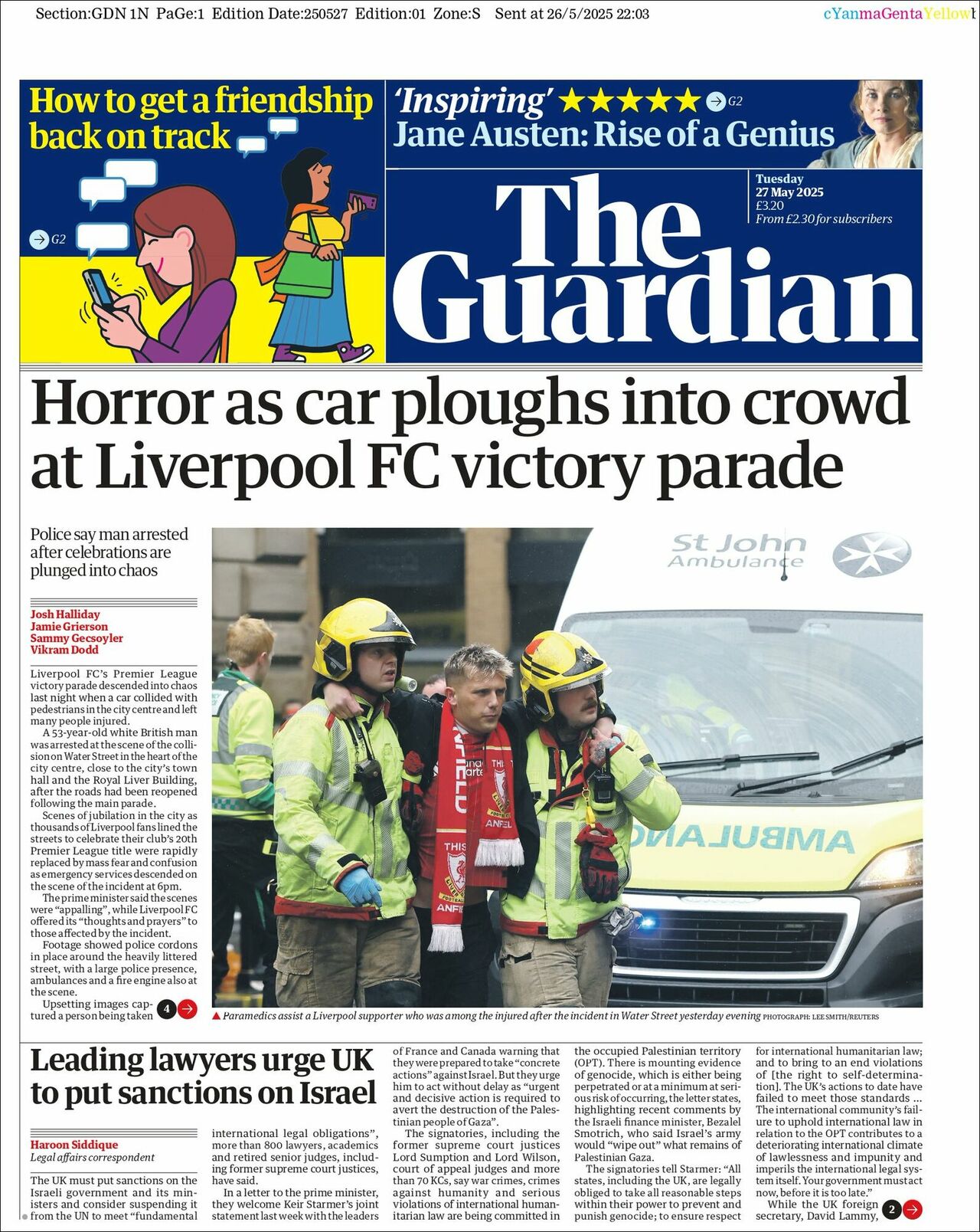 The Guardian, edición del martes 27 de mayo de 2025 The Guardian, edición del martes 27 de mayo de 2025