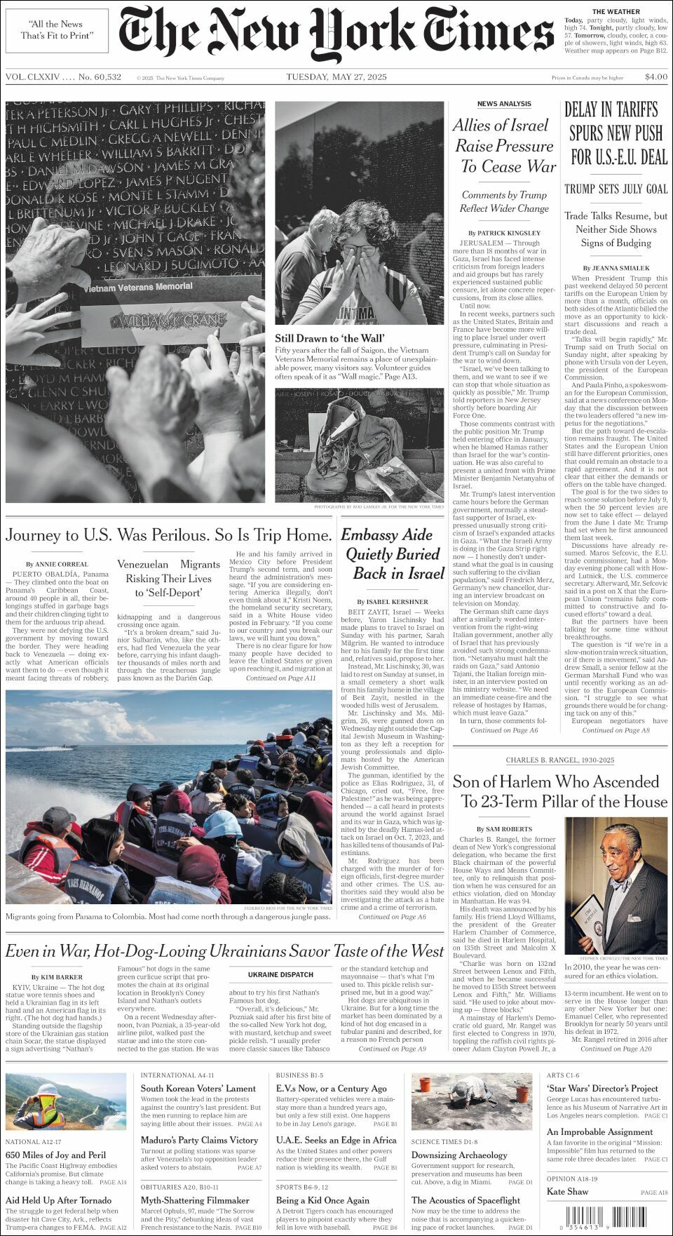 The New York Times, edición del martes 27 de mayo de 2025 The New York Times, edición del martes 27 de mayo de 2025
