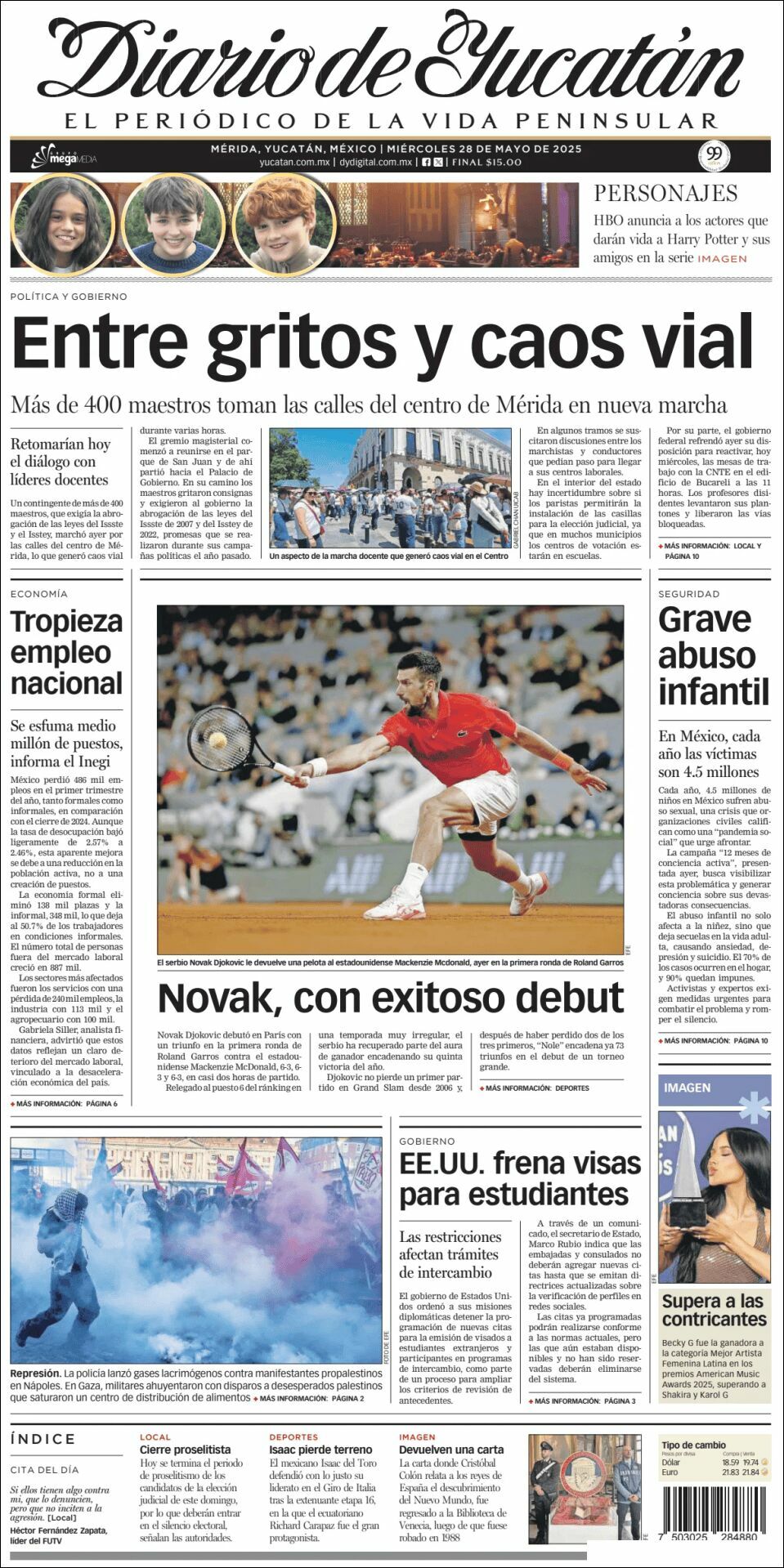 El Diario de Yucatán, edición del miércoles 28 de mayo de 2025 El Diario de Yucatán, edición del miércoles 28 de mayo de 2025