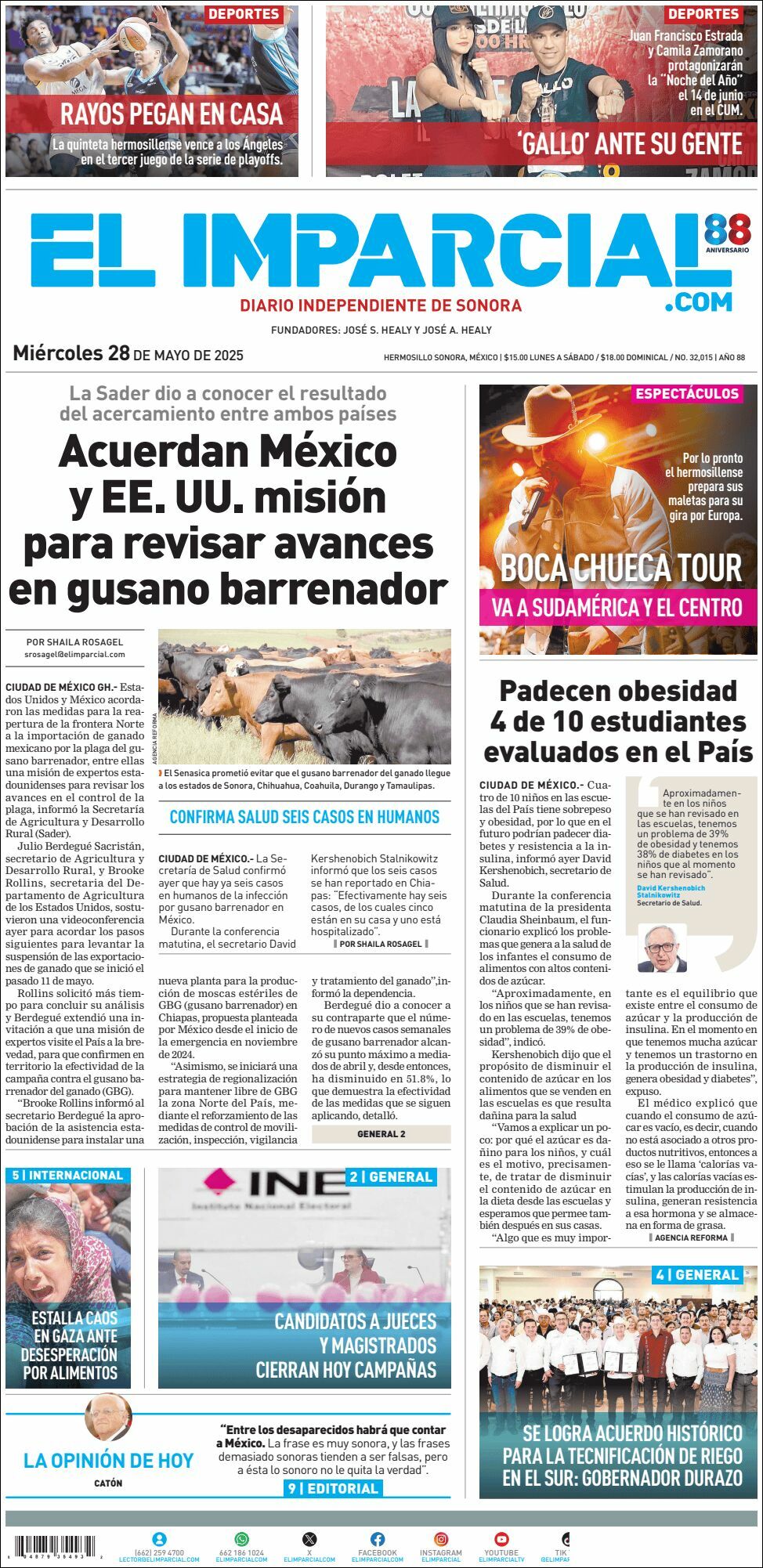 El Imparcial, edición del miércoles 28 de mayo de 2025 El Imparcial, edición del miércoles 28 de mayo de 2025