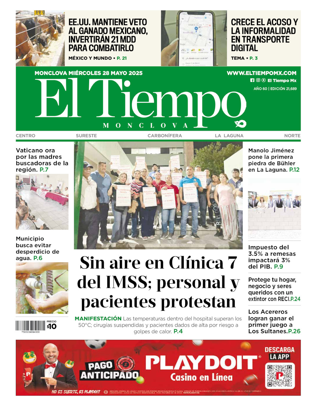 El Tiempo Monclova, edición del miércoles 28 de mayo de 2025 El Tiempo Monclova, edición del miércoles 28 de mayo de 2025