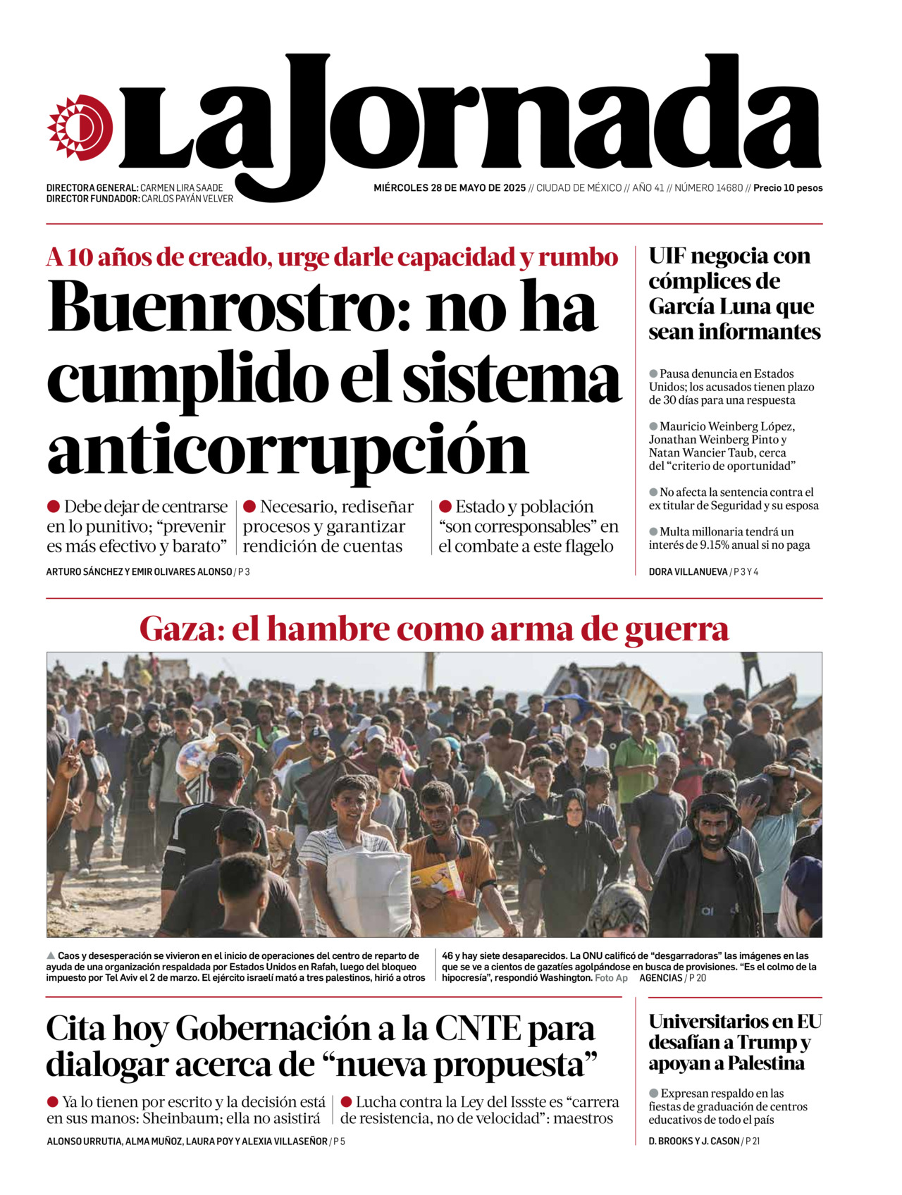 La Jornada, edición del miércoles 28 de mayo de 2025 La Jornada, edición del miércoles 28 de mayo de 2025
