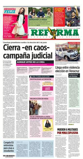 Reforma, edición del miércoles 28 de mayo de 2025 Reforma, edición del miércoles 28 de mayo de 2025