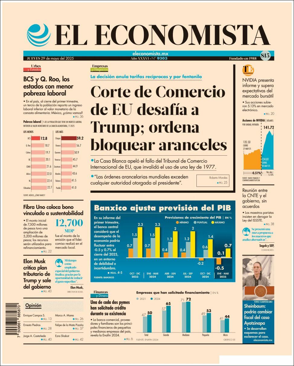 El Economista, edición del jueves 29 de mayo de 2025 El Economista, edición del jueves 29 de mayo de 2025