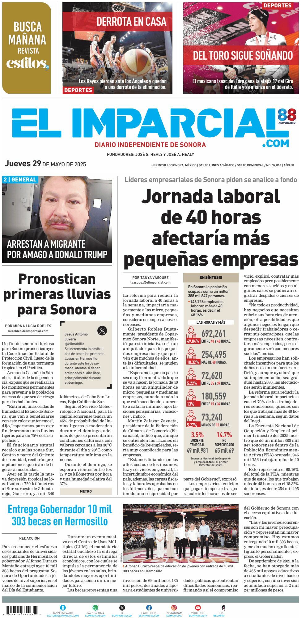 El Imparcial, edición del jueves 29 de mayo de 2025 El Imparcial, edición del jueves 29 de mayo de 2025