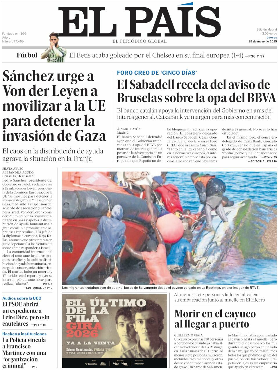 El País, edición del jueves 29 de mayo de 2025 El País, edición del jueves 29 de mayo de 2025