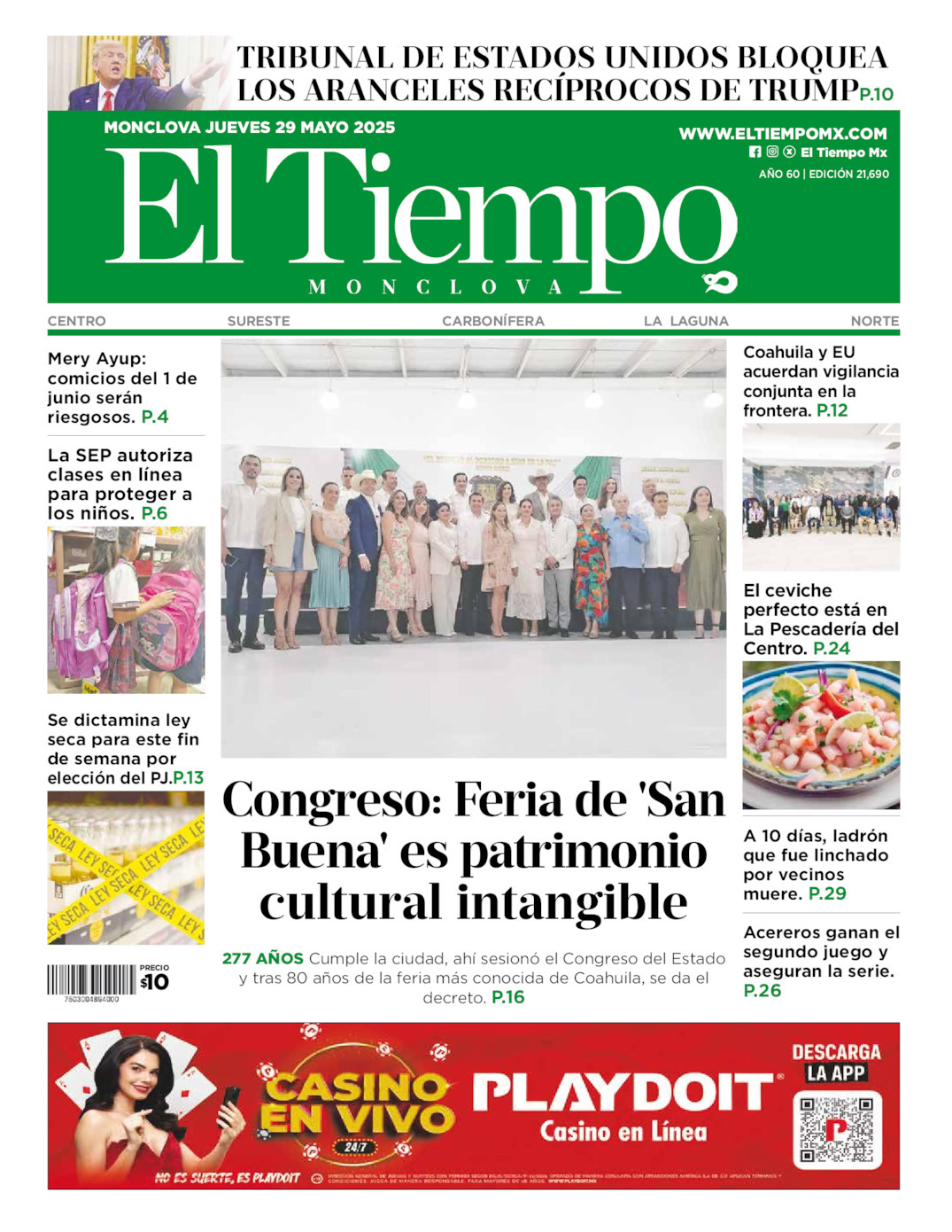 El Tiempo Monclova, edición del jueves 29 de mayo de 2025 El Tiempo Monclova, edición del jueves 29 de mayo de 2025