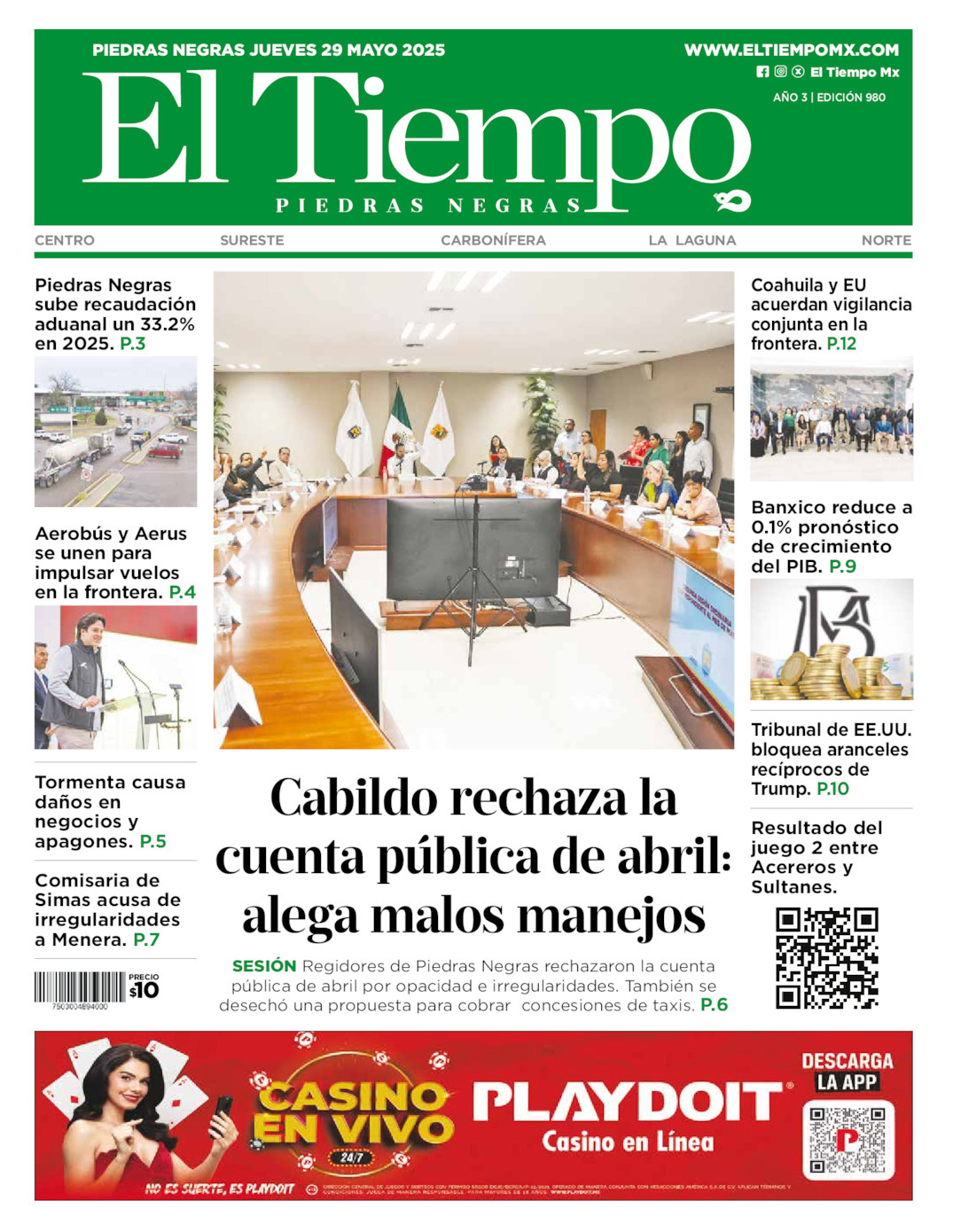 El Tiempo Piedras Negras, edición del jueves 29 de mayo de 2025 El Tiempo Piedras Negras, edición del jueves 29 de mayo de 2025