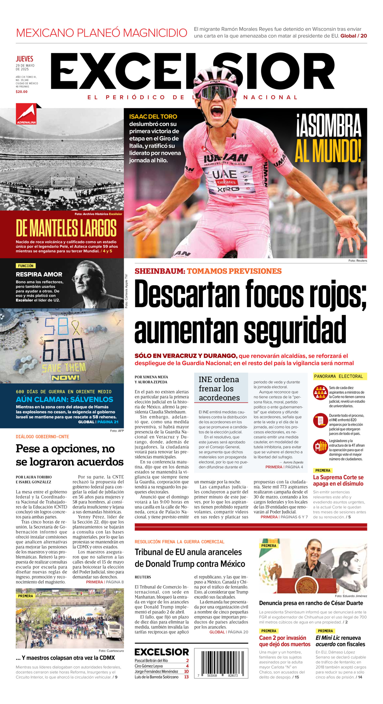 Excelsior, edición del jueves 29 de mayo de 2025 Excelsior, edición del jueves 29 de mayo de 2025