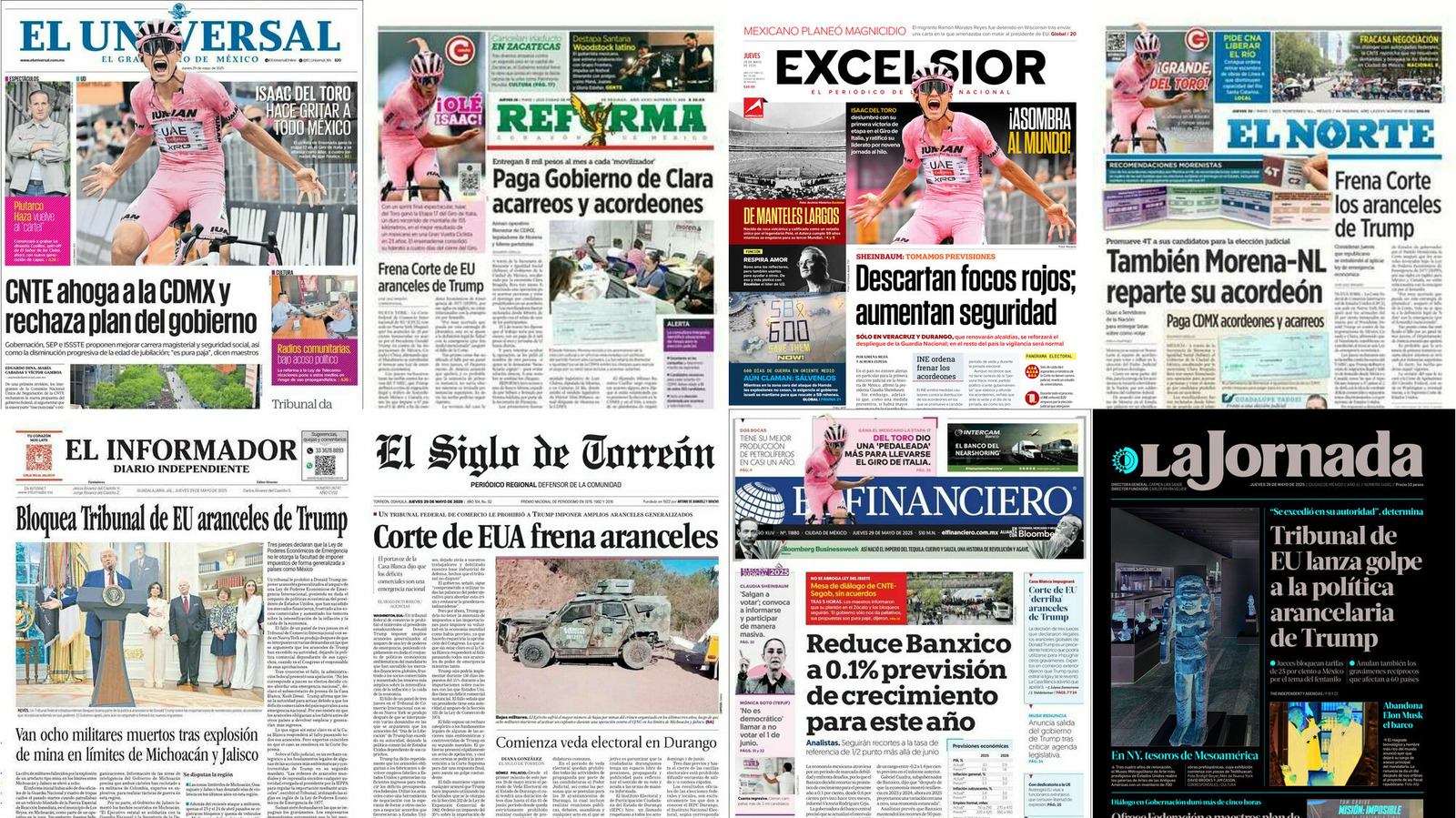 Portadas de periódicos impresos más importantes de México hoy