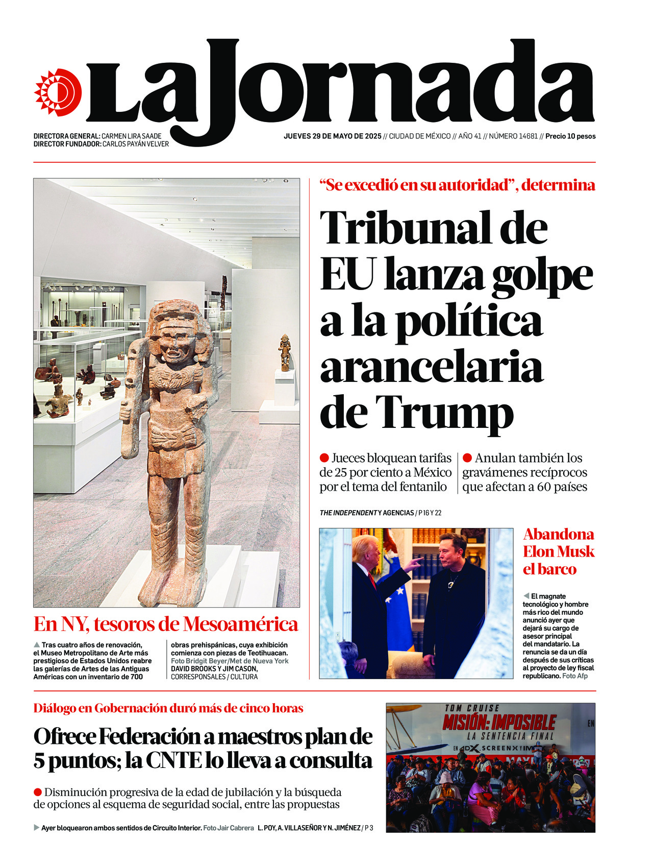La Jornada, edición del jueves 29 de mayo de 2025 La Jornada, edición del jueves 29 de mayo de 2025