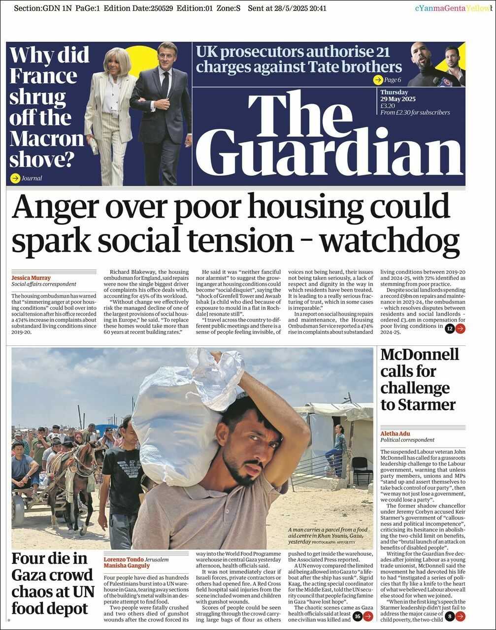 The Guardian, edición del jueves 29 de mayo de 2025 The Guardian, edición del jueves 29 de mayo de 2025