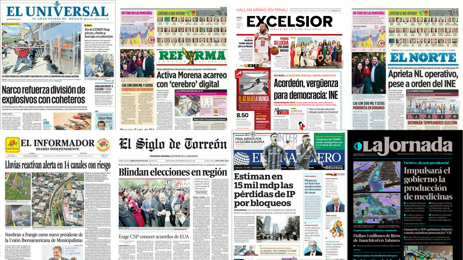 Portadas de periódicos impresos más importantes de México hoy