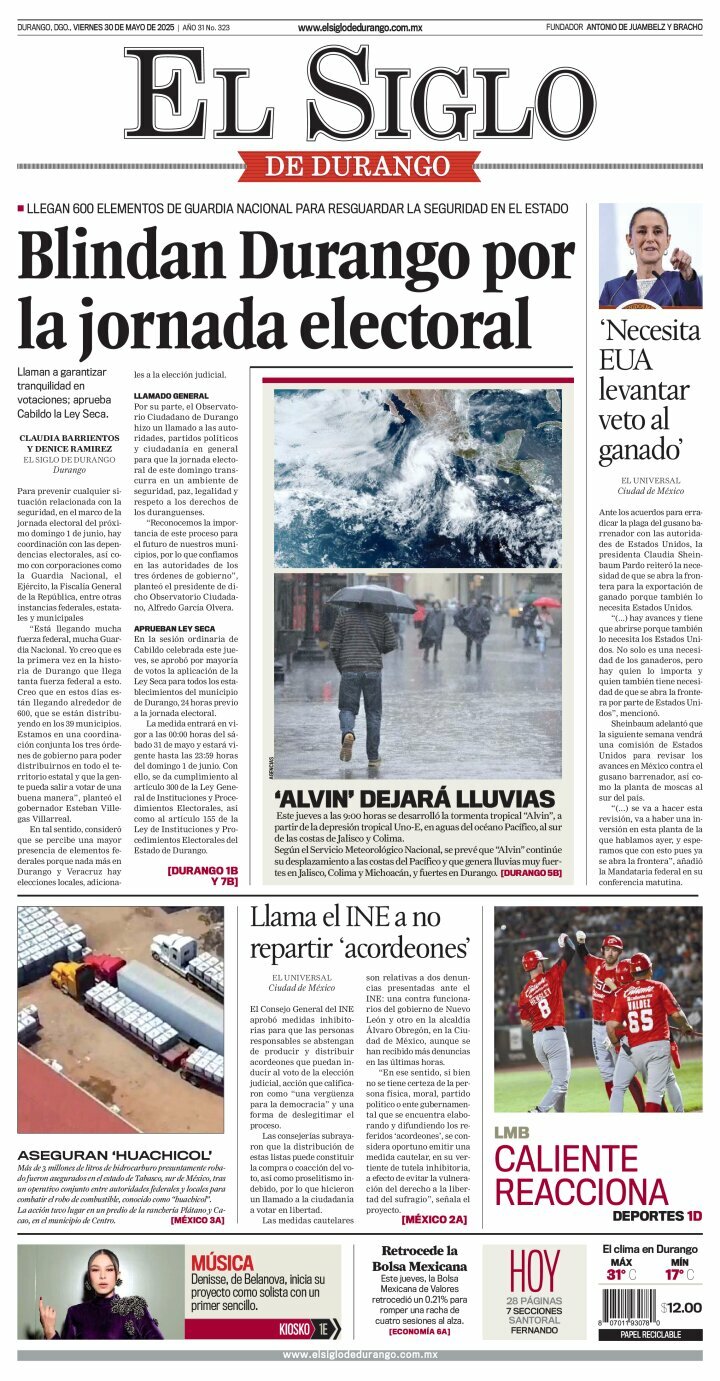El Siglo de Durango, edición del viernes 30 de mayo de 2025 El Siglo de Durango, edición del viernes 30 de mayo de 2025