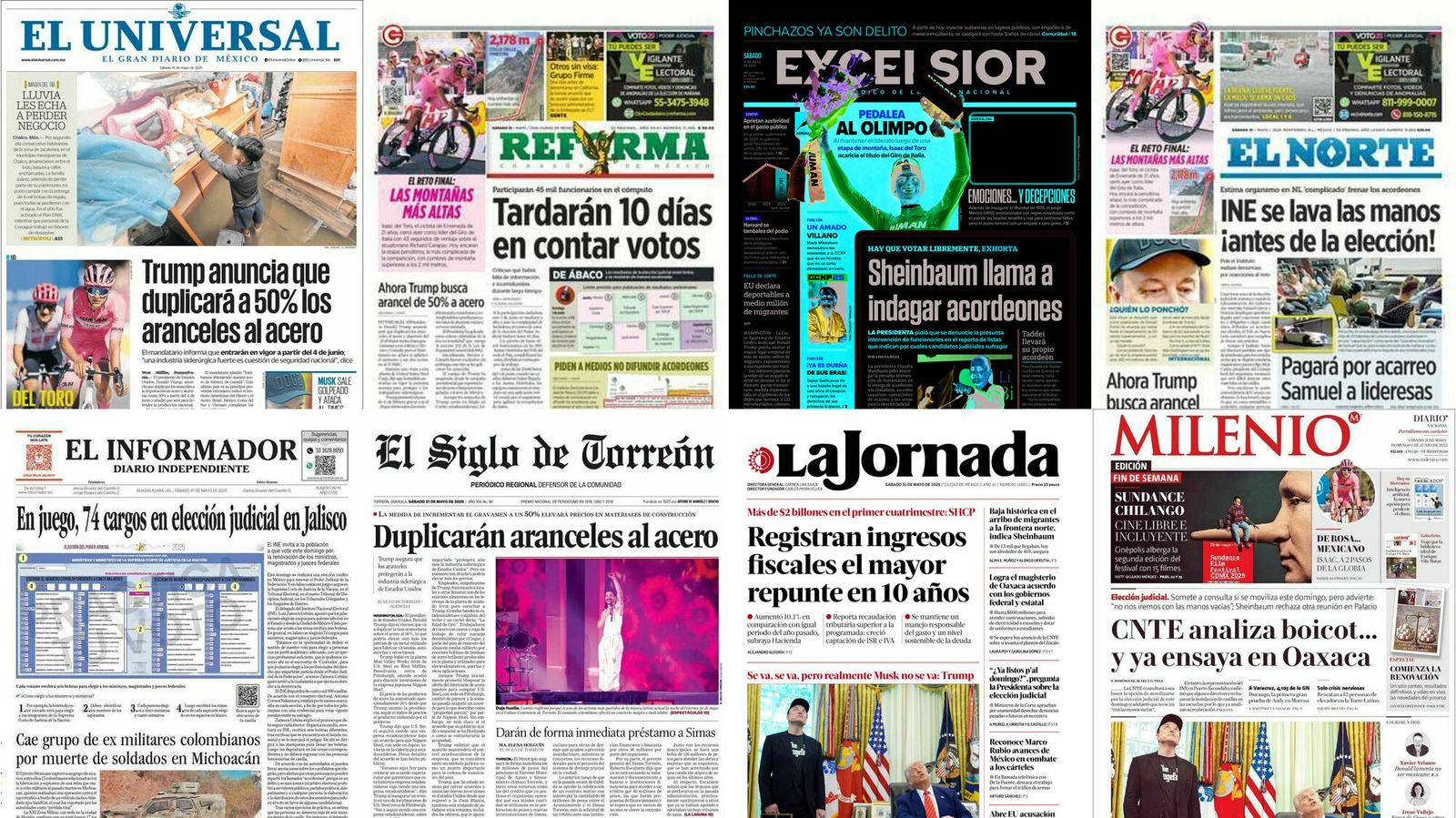 Portadas de periódicos impresos más importantes de México hoy