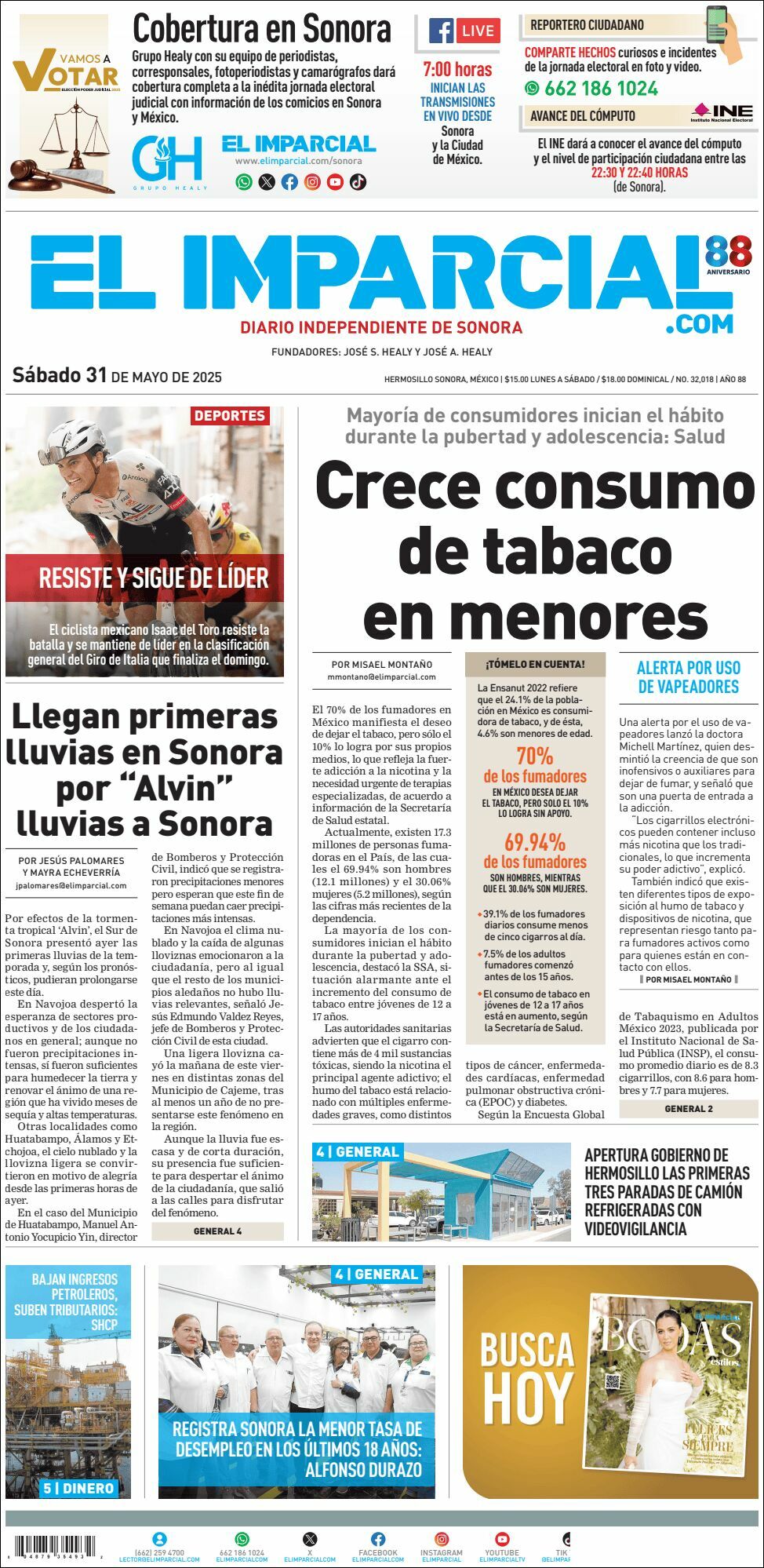El Imparcial, edición del sábado 31 de mayo de 2025 El Imparcial, edición del sábado 31 de mayo de 2025
