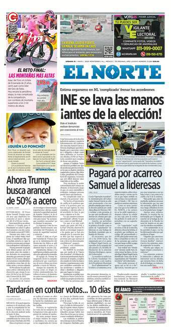 El Norte, edición del sábado 31 de mayo de 2025 El Norte, edición del sábado 31 de mayo de 2025