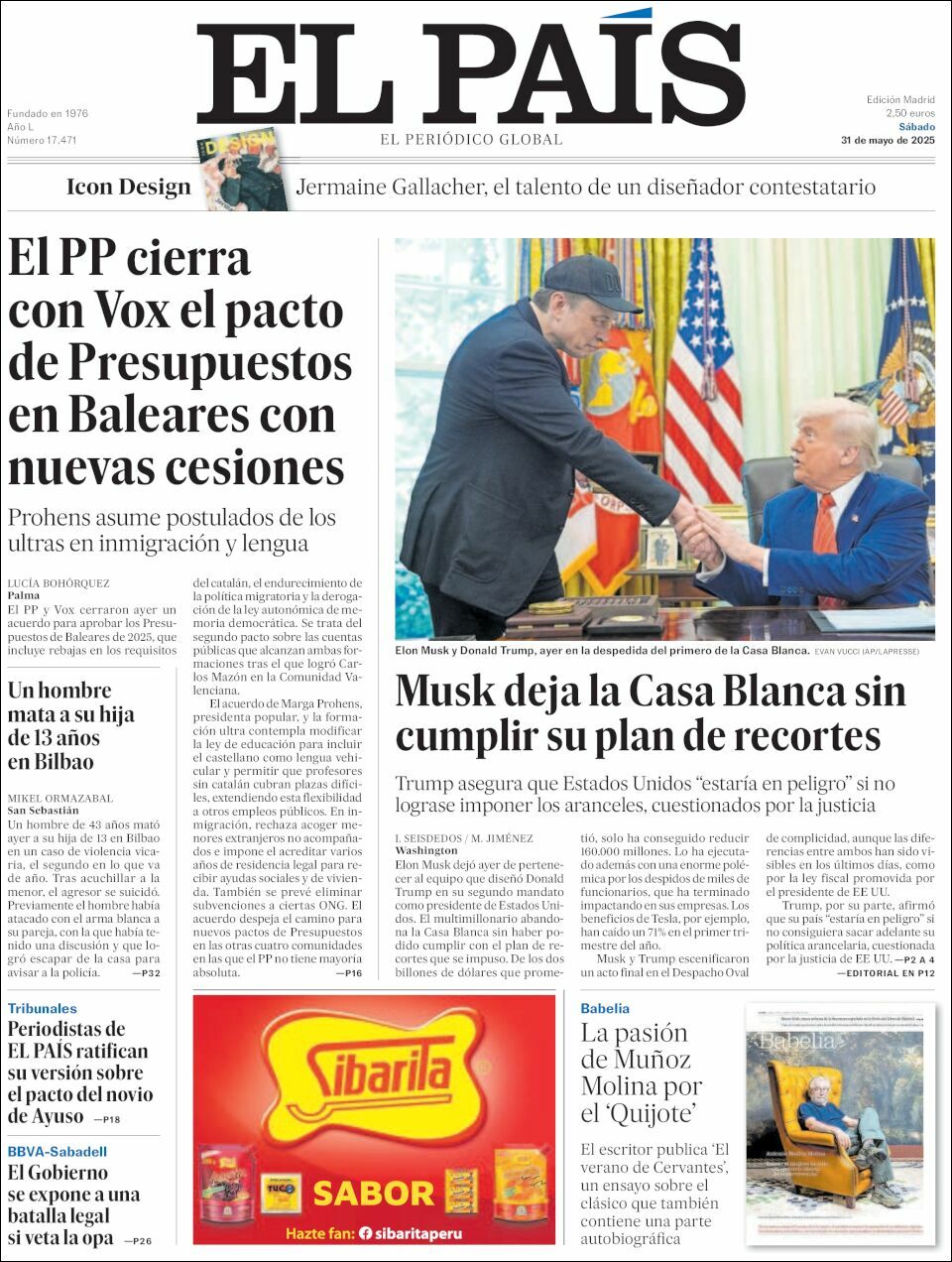 El País, edición del sábado 31 de mayo de 2025 El País, edición del sábado 31 de mayo de 2025