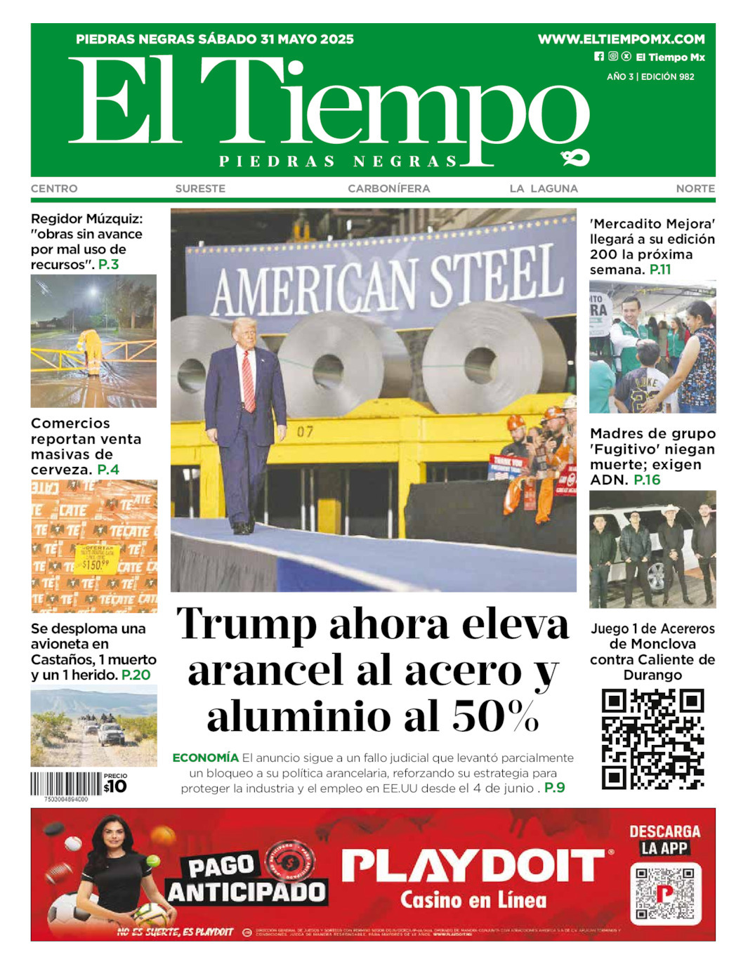 El Tiempo Piedras Negras, edición del sábado 31 de mayo de 2025 El Tiempo Piedras Negras, edición del sábado 31 de mayo de 2025